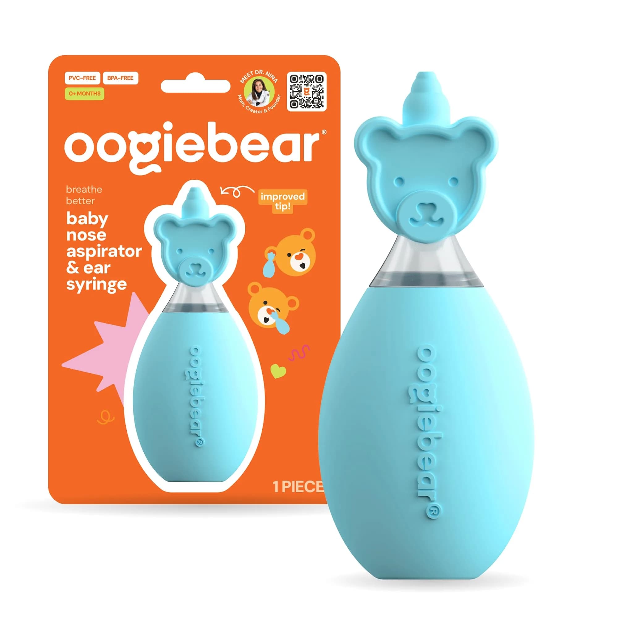oogiebear Baby Nose Aspirator & Ear Syringe, Manual Strong-Suction, Blue | Gentle, Hygienic & Travel-Friendly - main product image