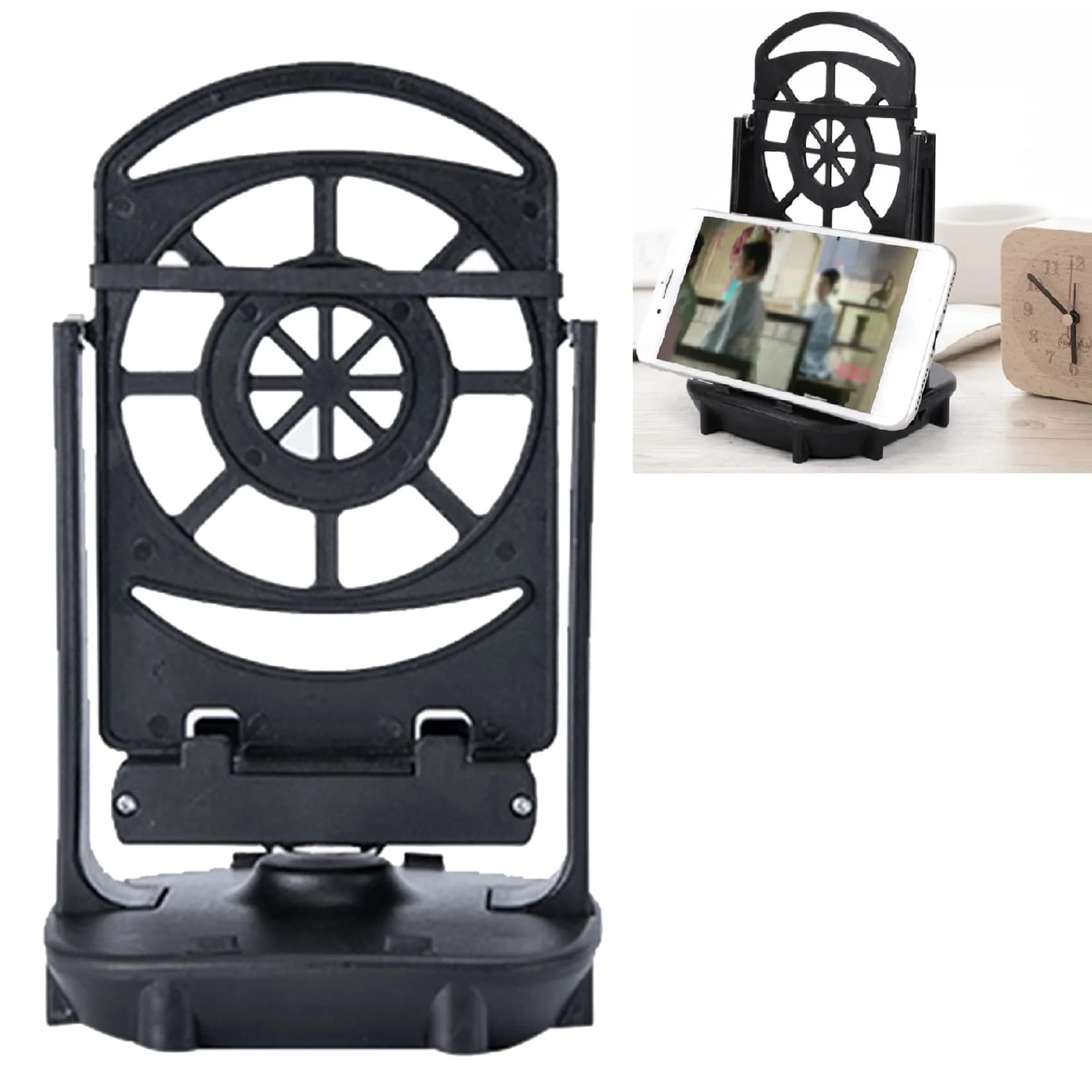 Xiaokeis Portable Electronic Device Stand Support for Dual Phones | Silent Step Counter & Holder, Black
