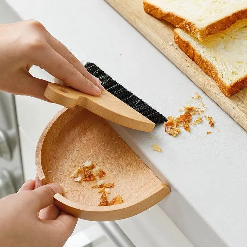 Brightech RA Eco-Friendly Wooden Bamboo Hand Brush & Dustpan Set | Gentle, Durable & Stylish (Long-Lasting Bristles) - main product image