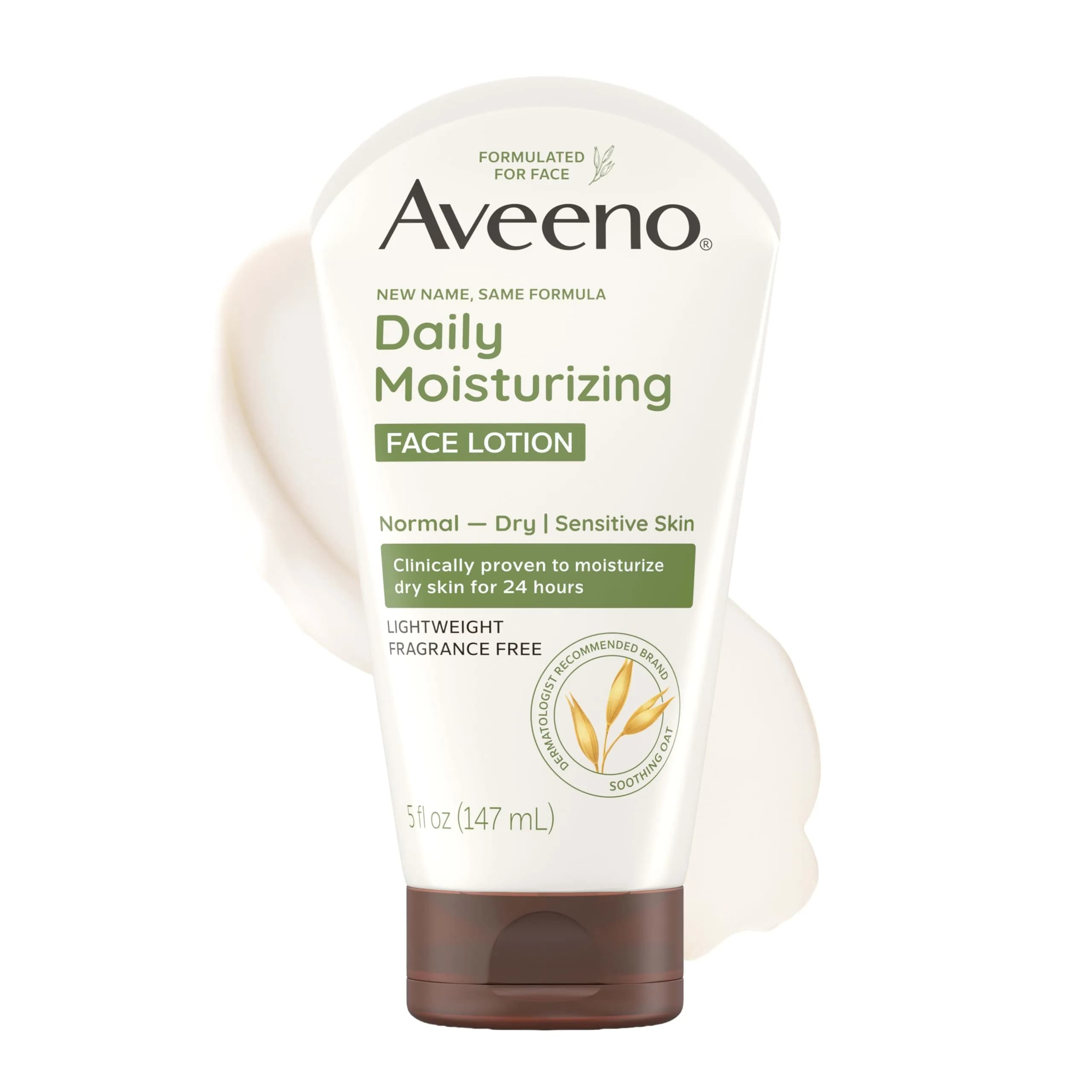 Aveeno Daily Moisturizing Face Lotion Fragrance-Free 141ml (5 oz) | Prebiotic Oat for 24-Hour Hydration