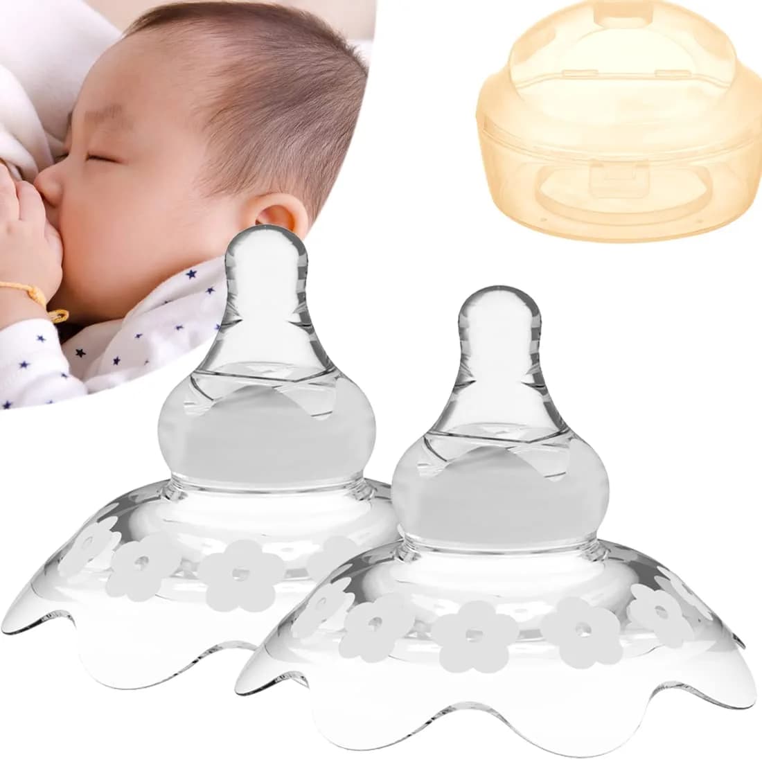 YIYEE Nipple Shields for Breastfeeding Newborn (2 Count, Clear) | USA Import for Latch Support - main product image