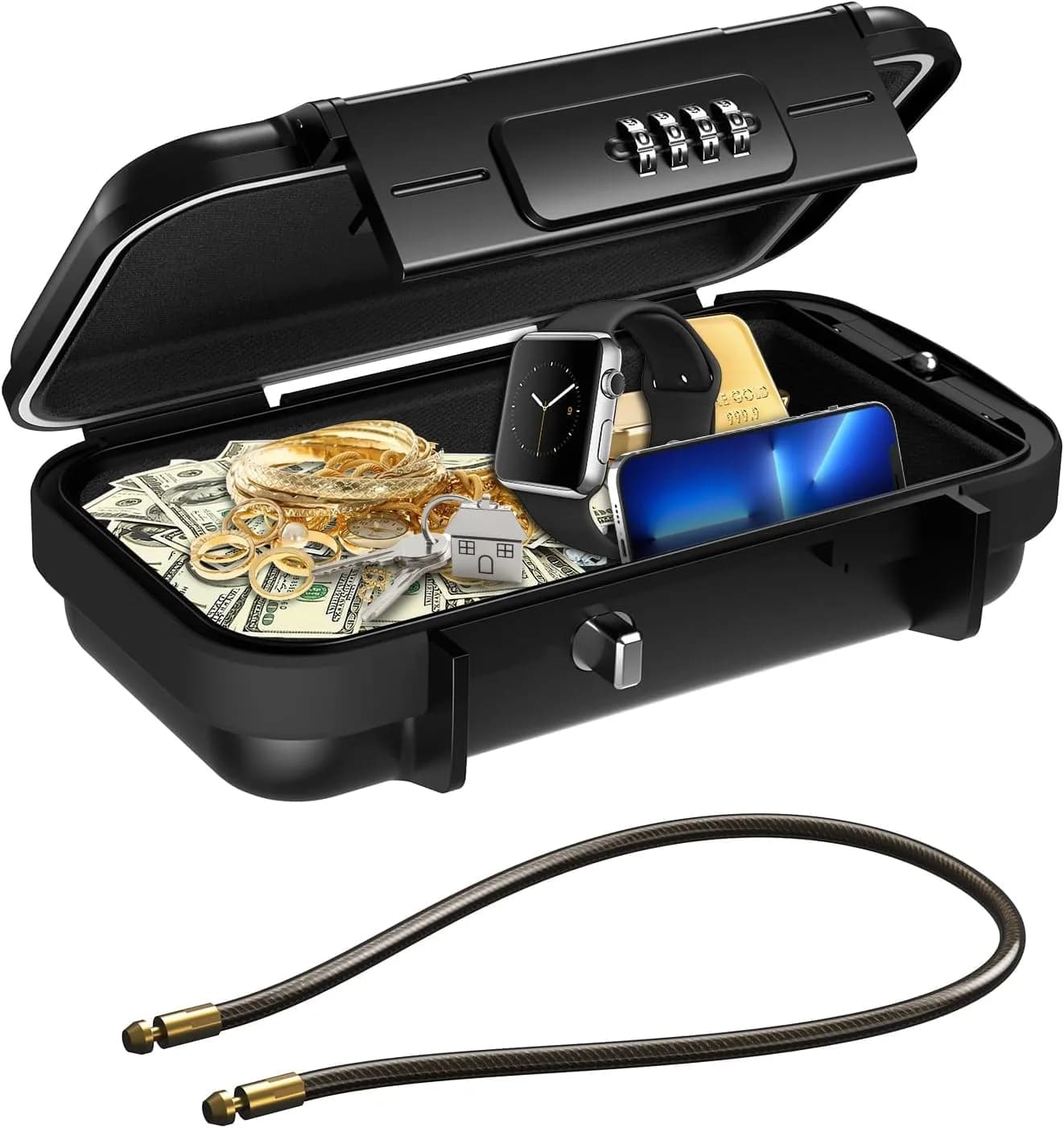 AMIR Portable Safe Box, Combination Security Case LockBox Waterproof Impact-Resistant 52.5 cu in | Travel & Home Security