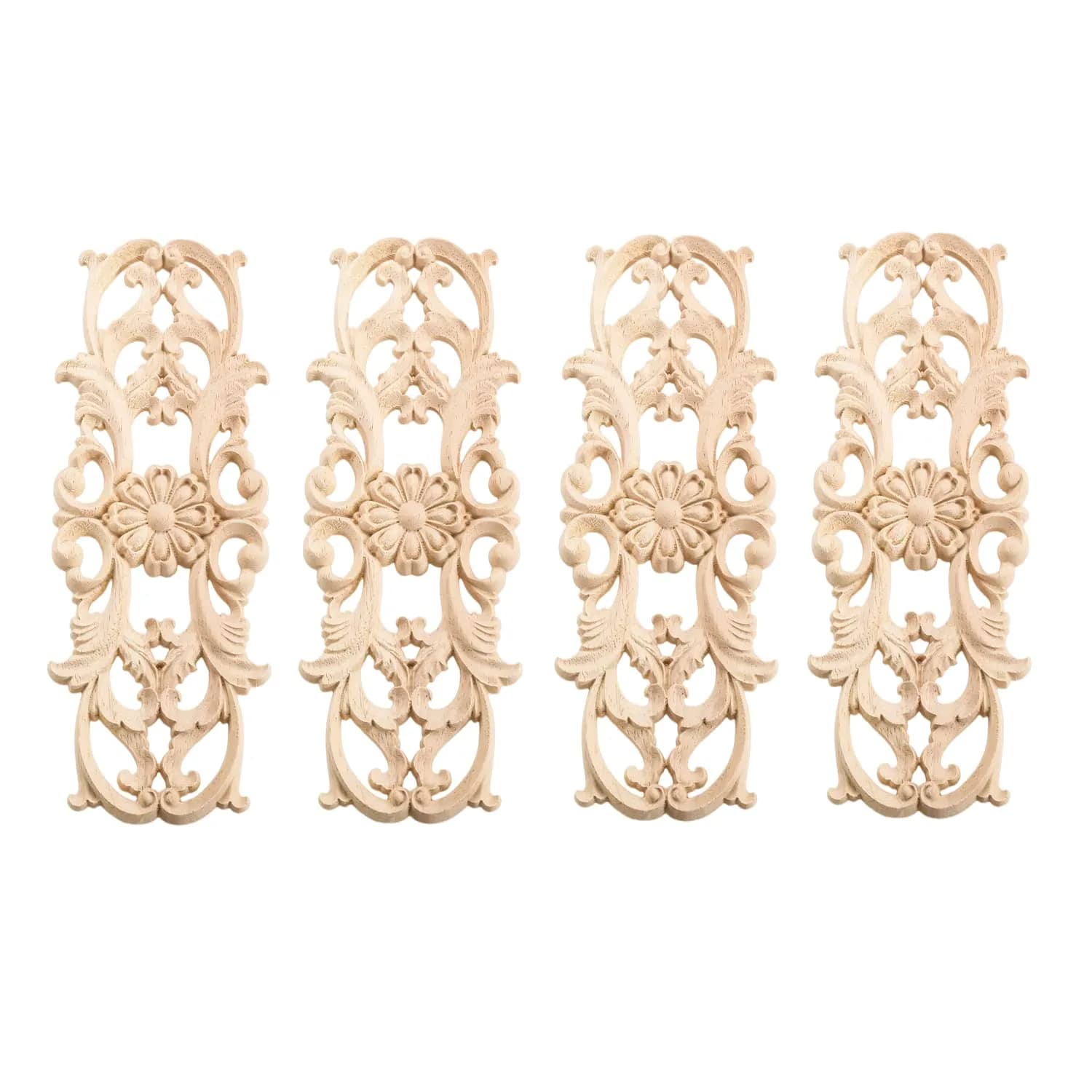 MUXSAM Wood Carved Appliques 22x8 cm (8.7"x3.2") | French Country Style Decorative Onlays - main product image