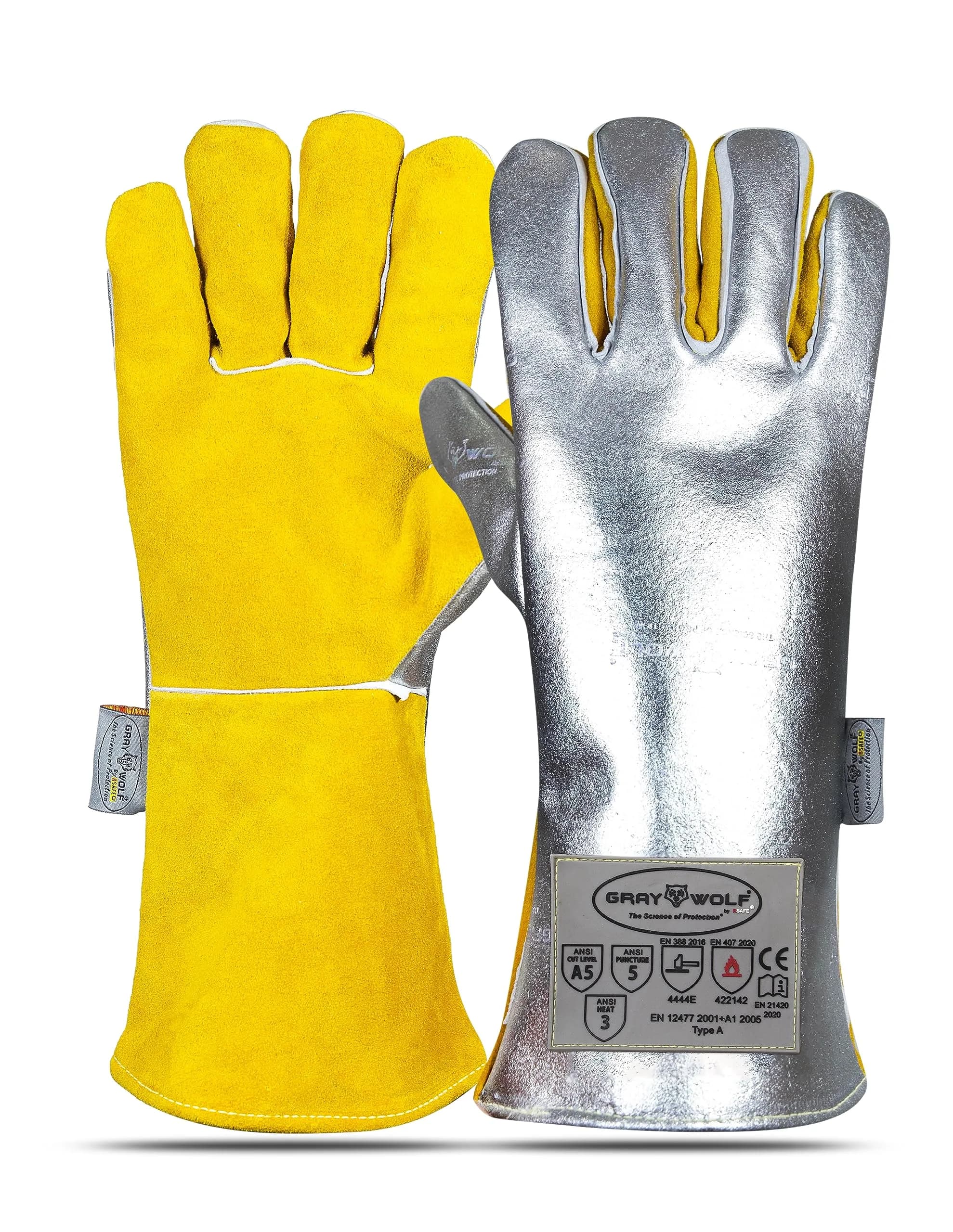 SpecxArmor Graywolf Heat Resistant Welding Glove Large | Fireproof, Kevlar & Leather | 1472°F