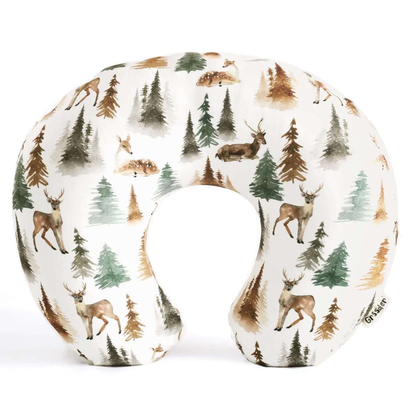 GRSSDER Watercolor Forest Deer Nursing Pillow Cover 50cm x 60cm (25" x 23") | Stretchy Minky Slipcover for Breastfeeding Pillows - main product image