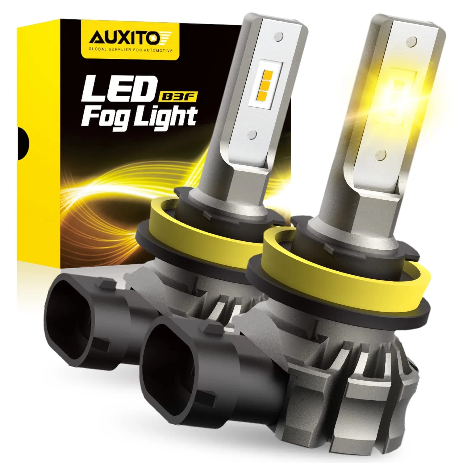 AUXITO H11/H8/H16 LED Fog Light Bulbs 6000LM 3000K Amber Yellow | 300% Brighter Than Halogen - main product image