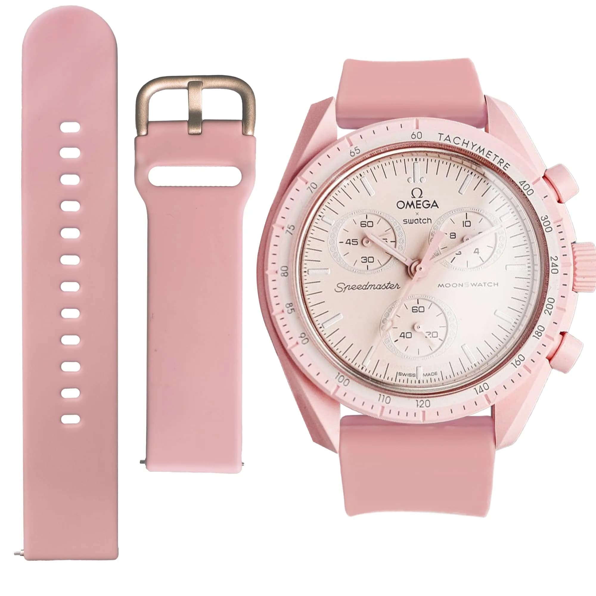 Ocdin Pink Silicone Watch Band for Omega x Swatch Moonswatch 20mm | Quick Release Strap - main product image