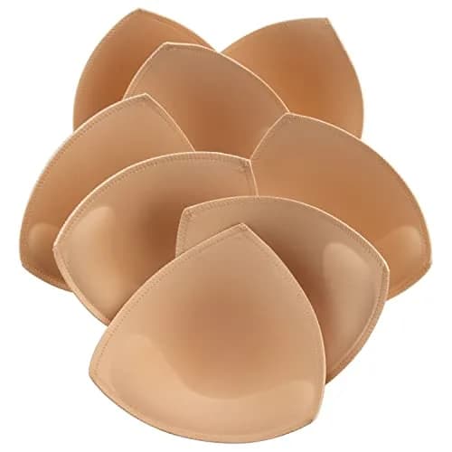 KSang C Cup Bra Pads Inserts (4 Pairs, Beige) | Sewn Edges for Sports Bras & Swimsuits - main product image