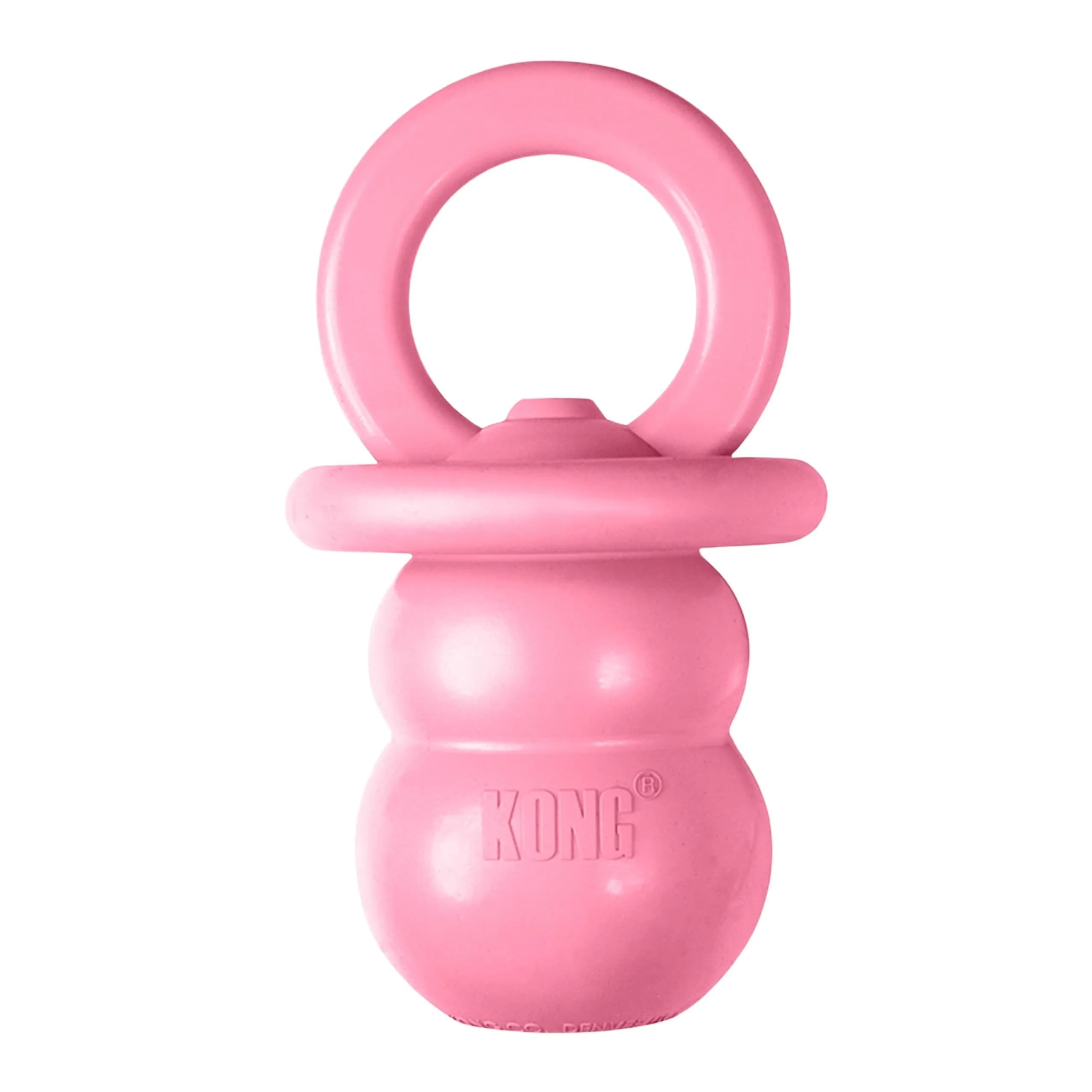 KONG Puppy Binkie | Natural Rubber Teething Toy for Medium Puppies, Pink