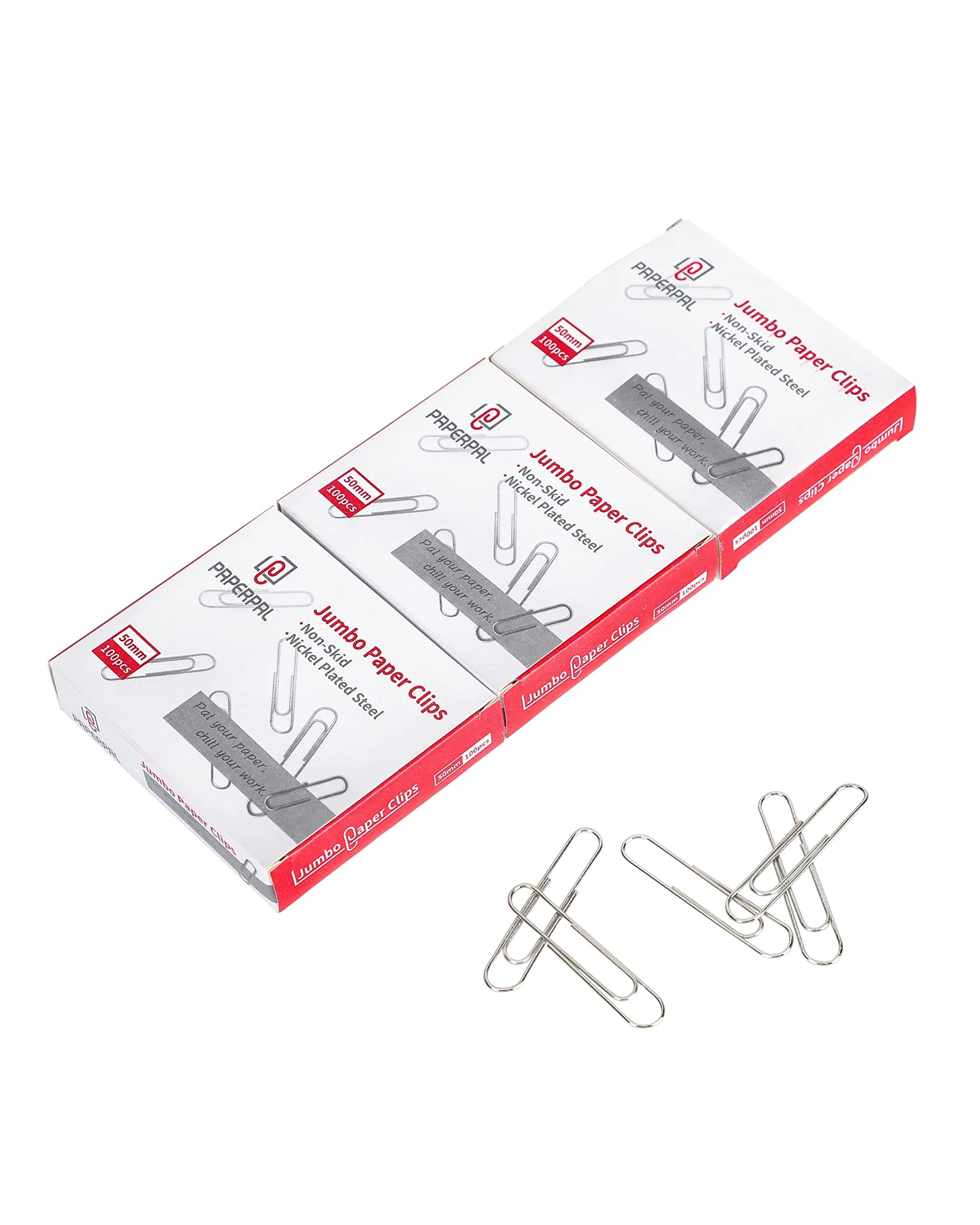 PAPERPAL Jumbo Non-Skid Paper Clips 50mm (2 Inch) 300 Count | Reliable Grip for Office & School - main product image