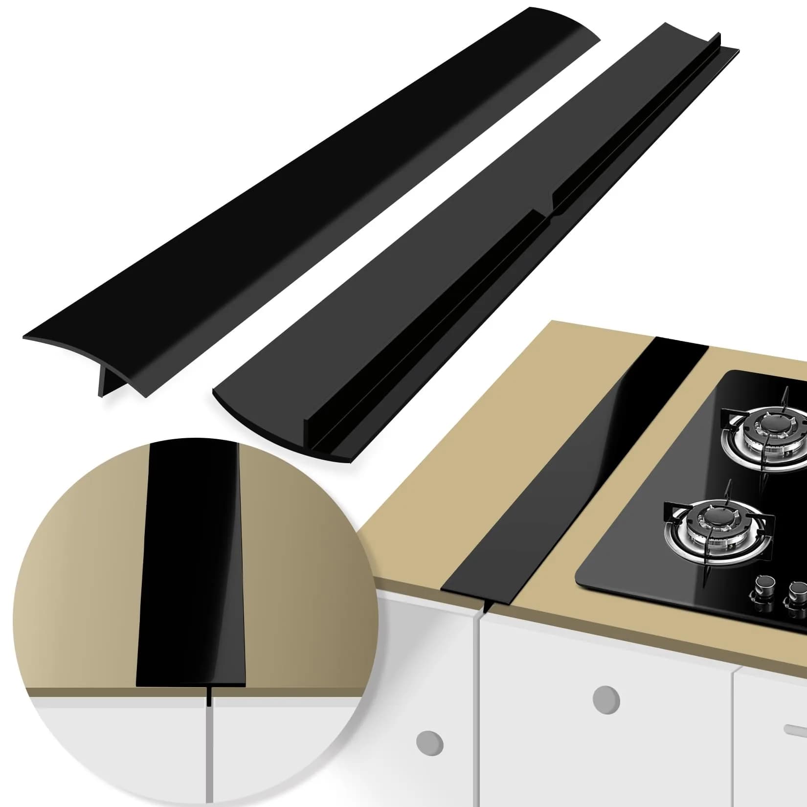 CARGEN 21 Inch Silicone Stove Counter Gap Cover Filler 2-Pack Black | Seals Gaps, Dishwasher Safe, Heat Resistant - main product image
