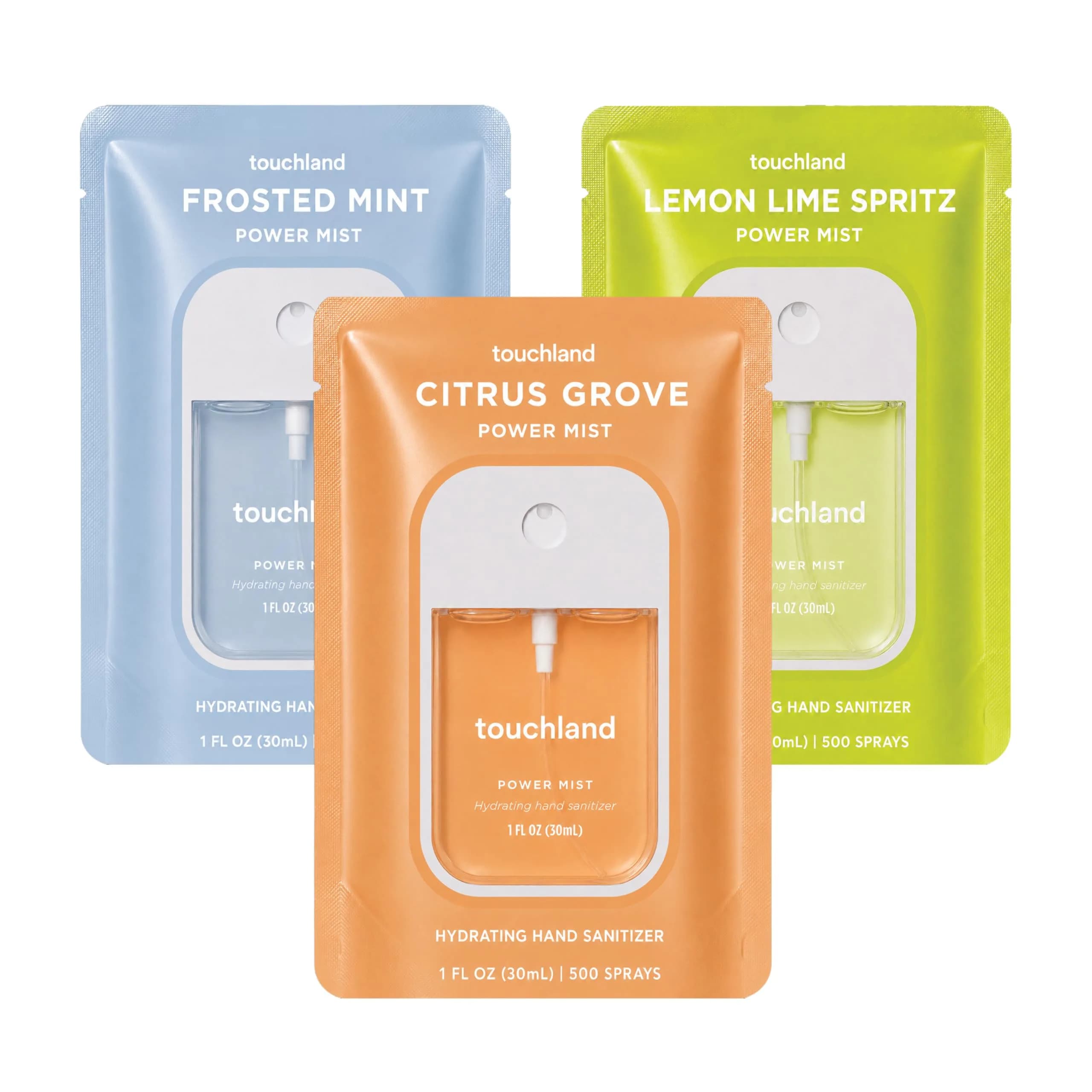 Touchland Fresh Trio Hydrating Hand Sanitizer Spray Set Travel Size | 3 x 29.57ml (3 Fl Oz) | Skincare-Forward Germ Defense - main product image