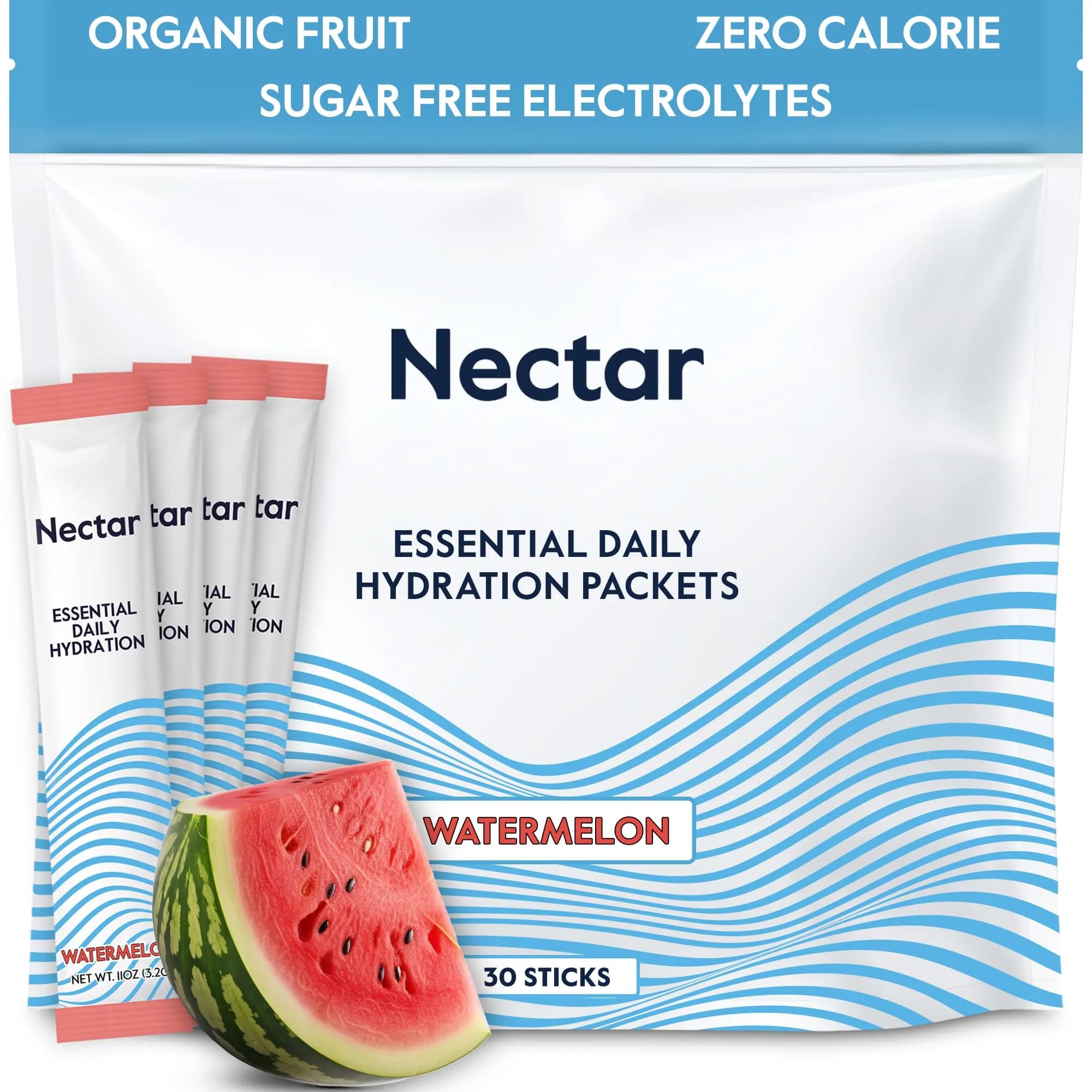 Nectar Hydration Powder Packets Watermelon Flavor, 30 Servings | Organic Fruit Electrolytes for Rapid Hydration - main product image