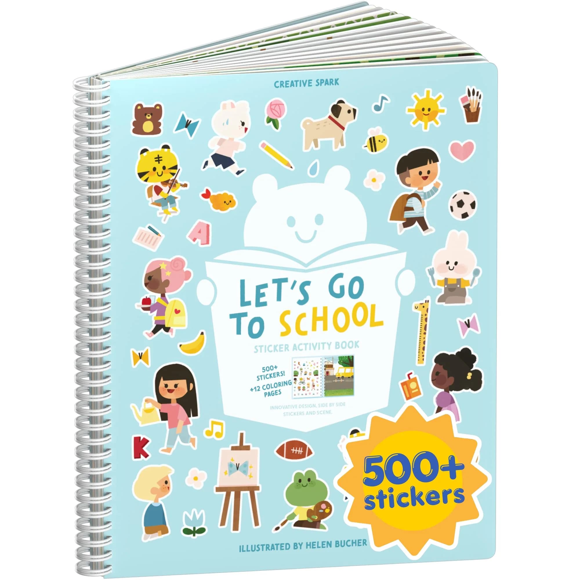 CUPKIN Let’s Go to School Sticker Book 500+ Stickers | Spiral-Bound Toddler Activity Book for Ages 2-8 - main product image
