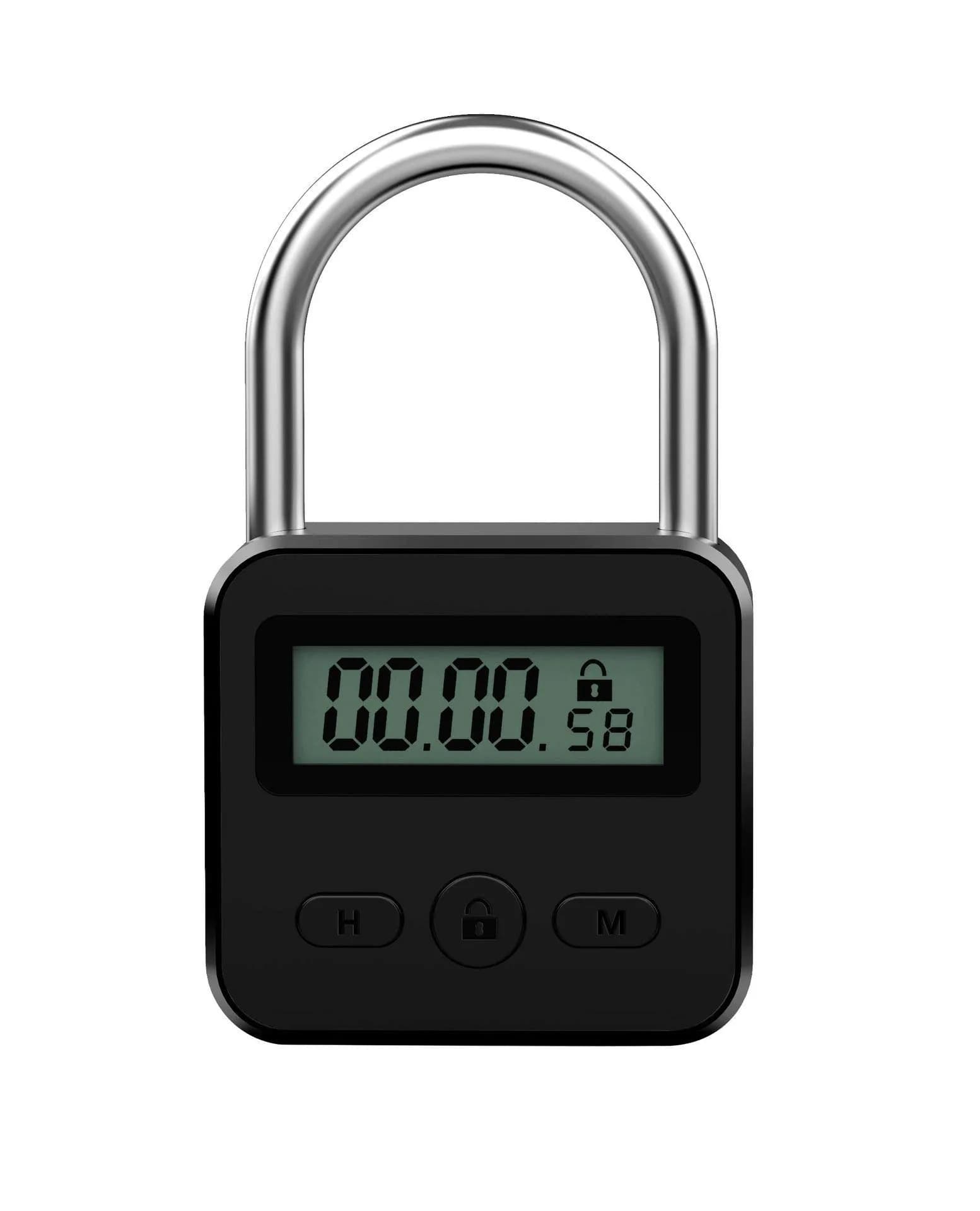 Enajucy Metal Timer Lock Black | Rechargeable Electronic Time Padlock with LCD Display