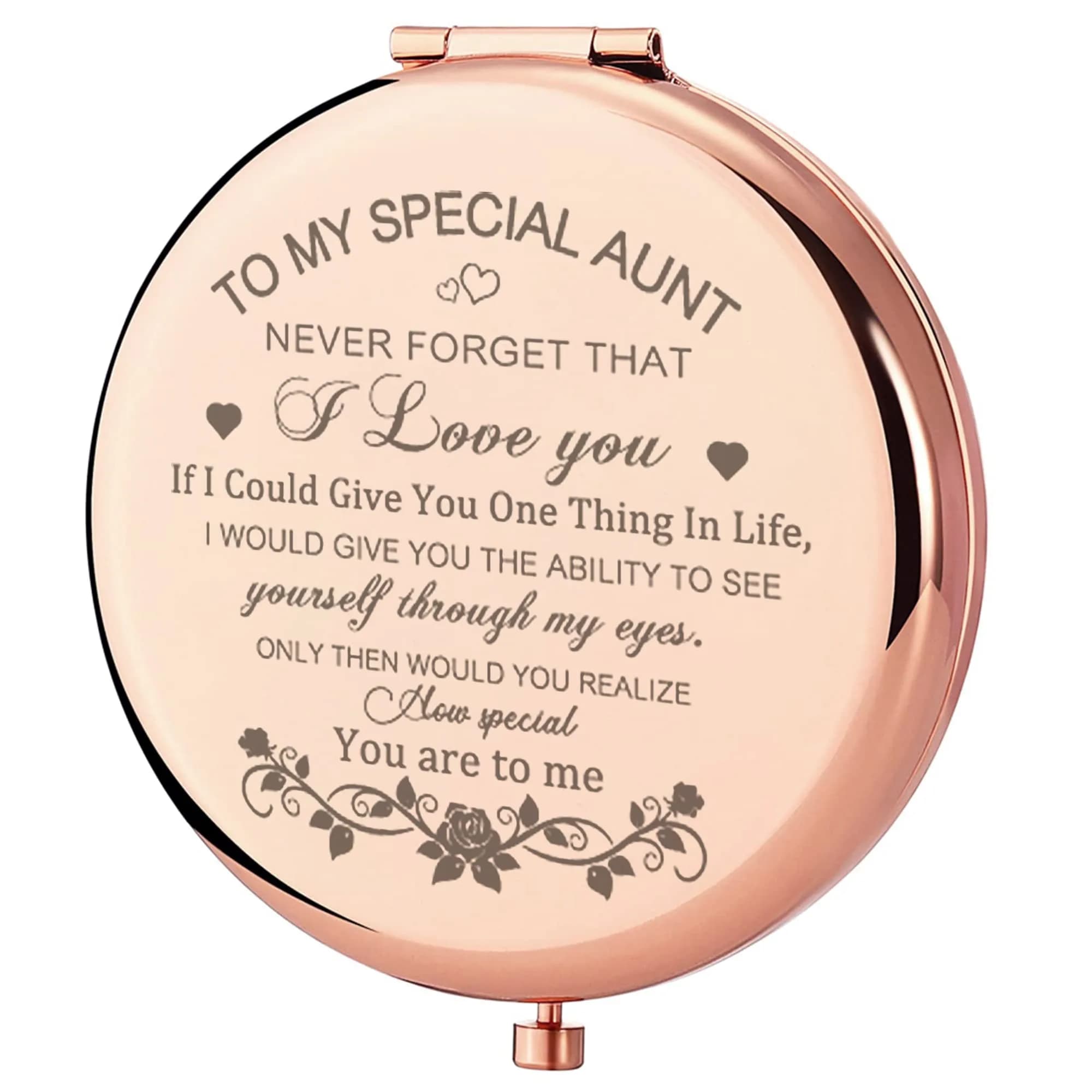 GAOLZIUY Rose Gold Compact Mirror with 2x Magnification | 7 cm (2.7"L x 2.3"W) Handheld Makeup Mirror