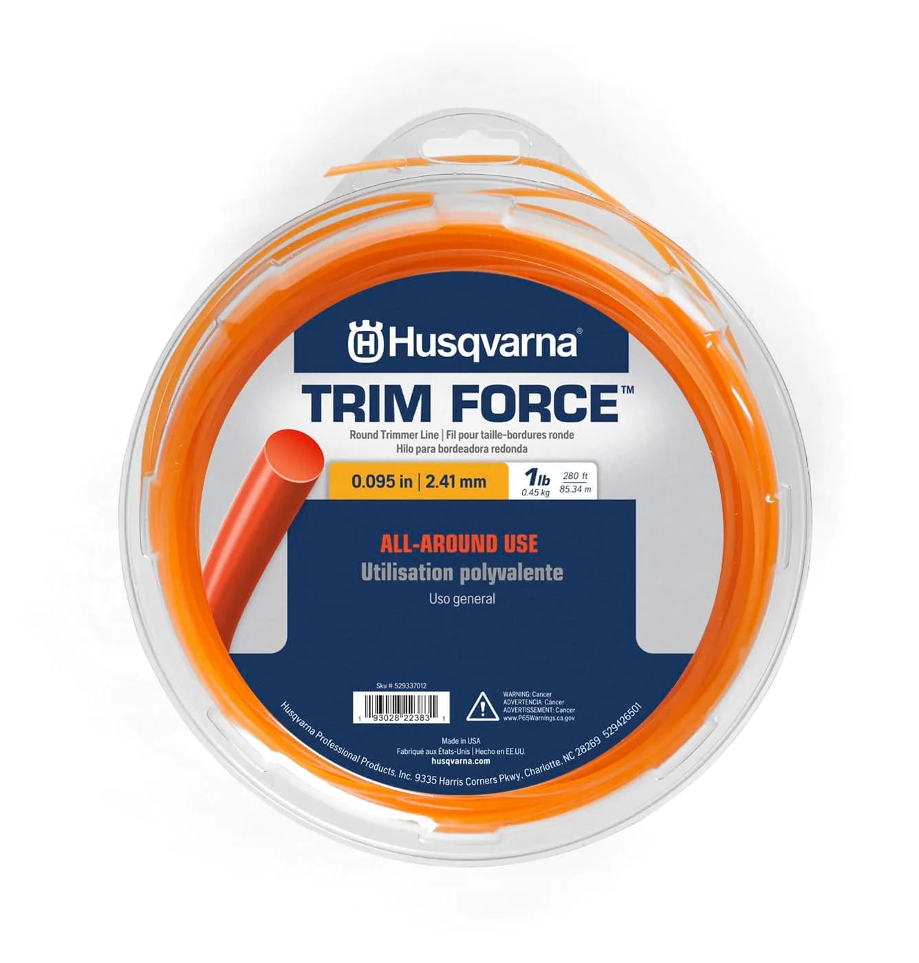 Husqvarna Trim Force .095 Inch String Trimmer Line, 1-Pound, 280-Foot Spool | Durable & Efficient for Light to Moderate Grass