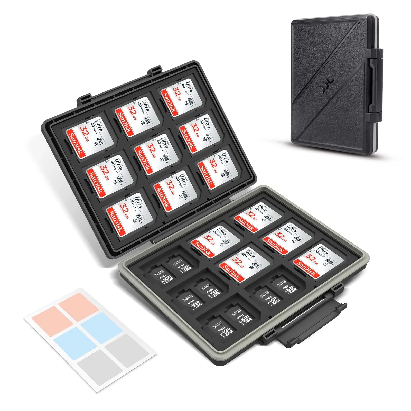 JJC High Capacity Memory Card Case for 36 Micro SD and 18 SD Cards | Water-Resistant, Anti-Shock, Anti-Dust Organizer - main product image