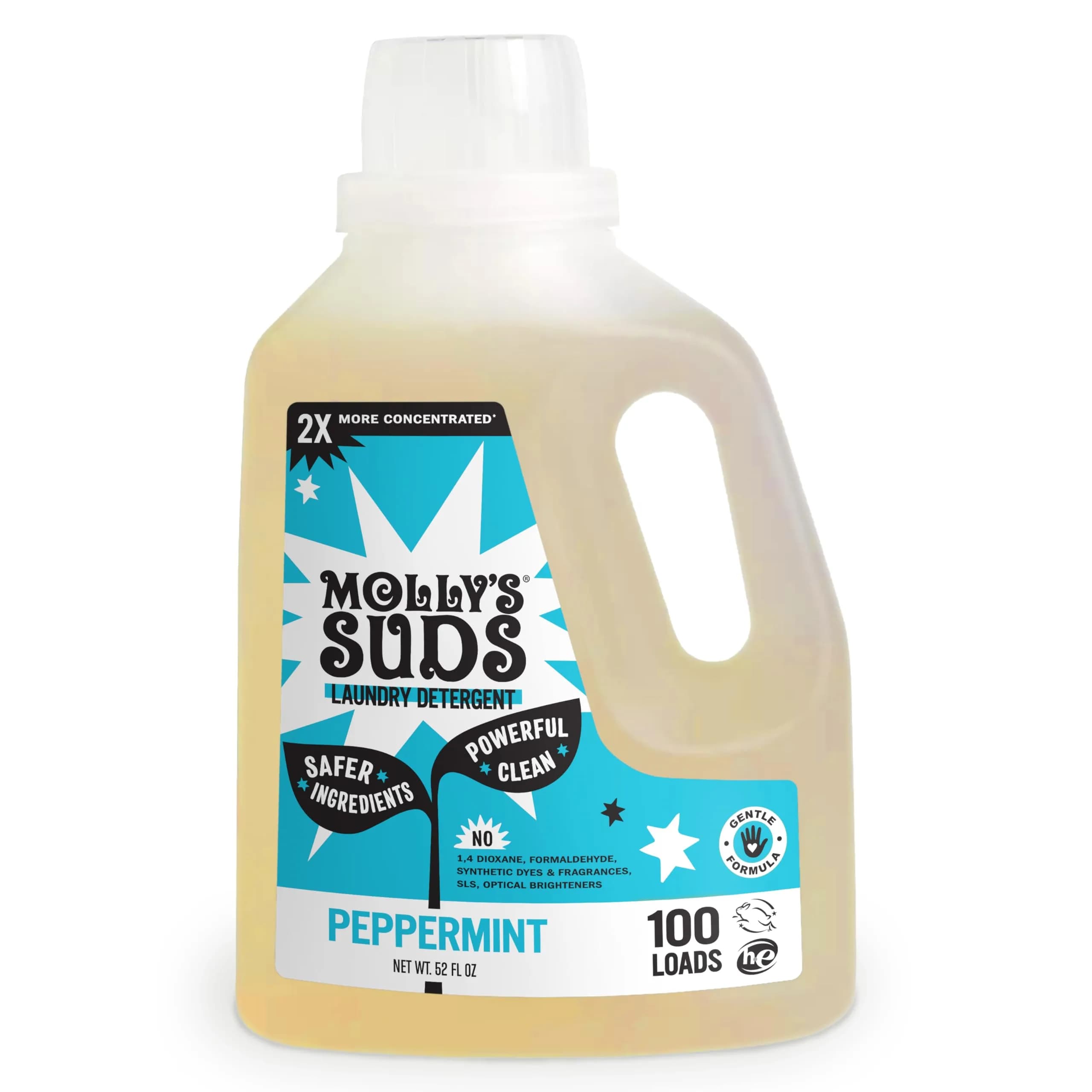 Molly's Suds Peppermint Liquid Laundry Detergent | Concentrated for Sensitive Skin | 1540ml (52 fl oz) (100 Loads) - main product image