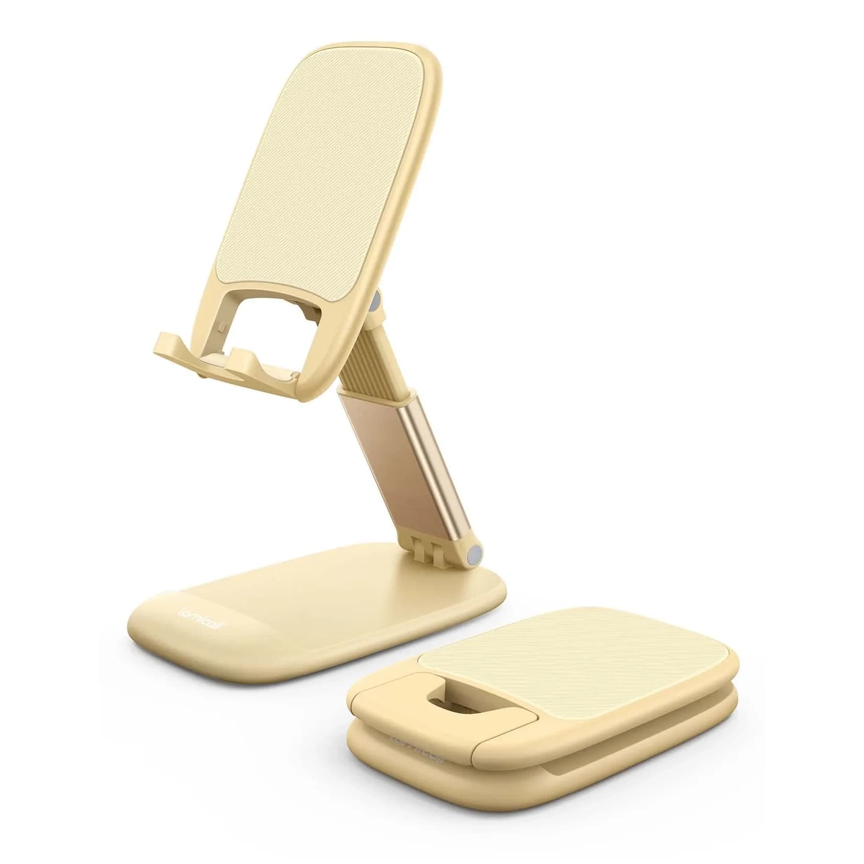 Lamicall Yellow Phone Stand for Desk, Foldable Desk Telephone Stand Holder | Adjustable Height & Angle, Portable Metal Base - main product image