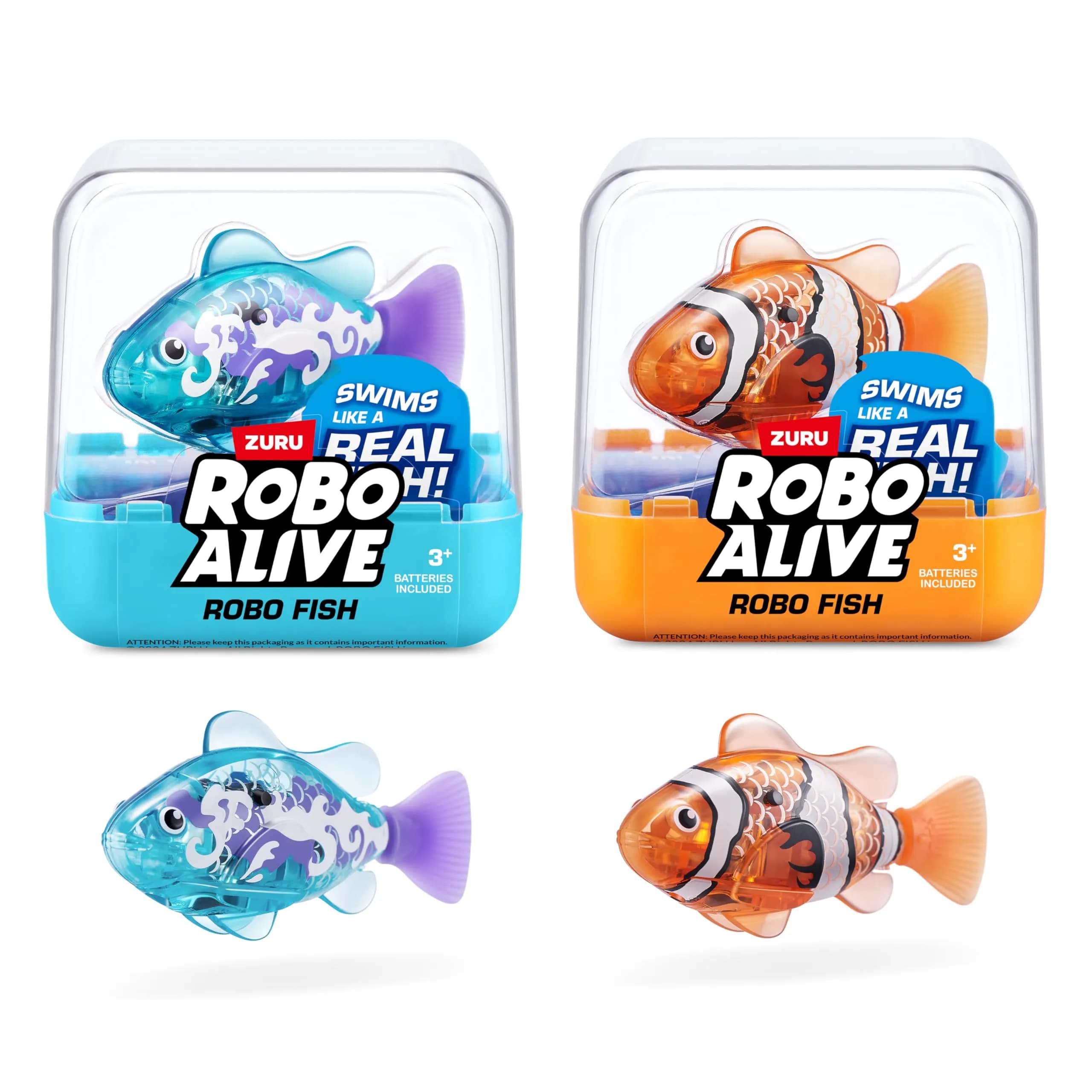 Robo Alive Robo Fish Robotic Swimming Fish 2 Piece Set | Water Activated Color Changing Toy - main product image