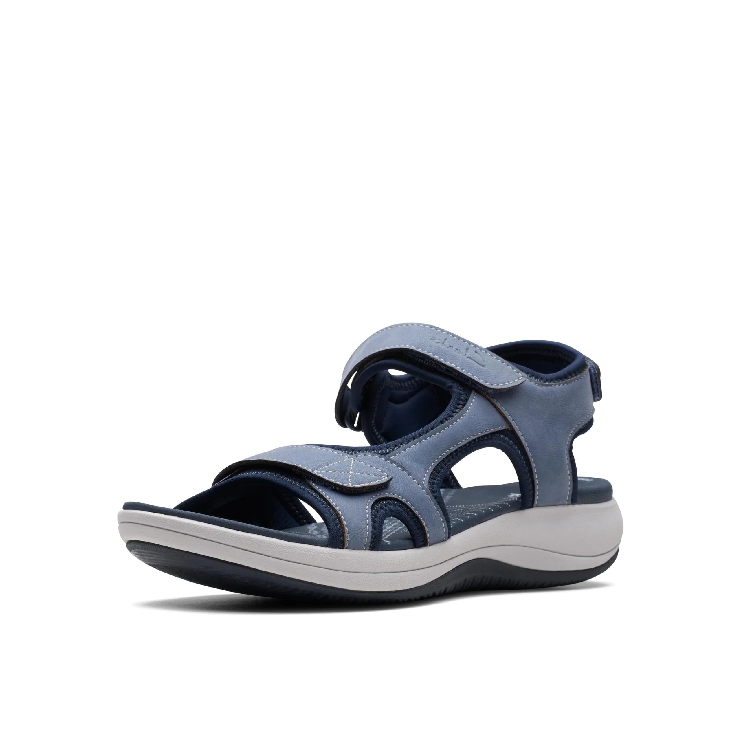 Clarks Mira Bay Flat Sandal 11 Medium US | Denim Blue Textile, Platform Heel