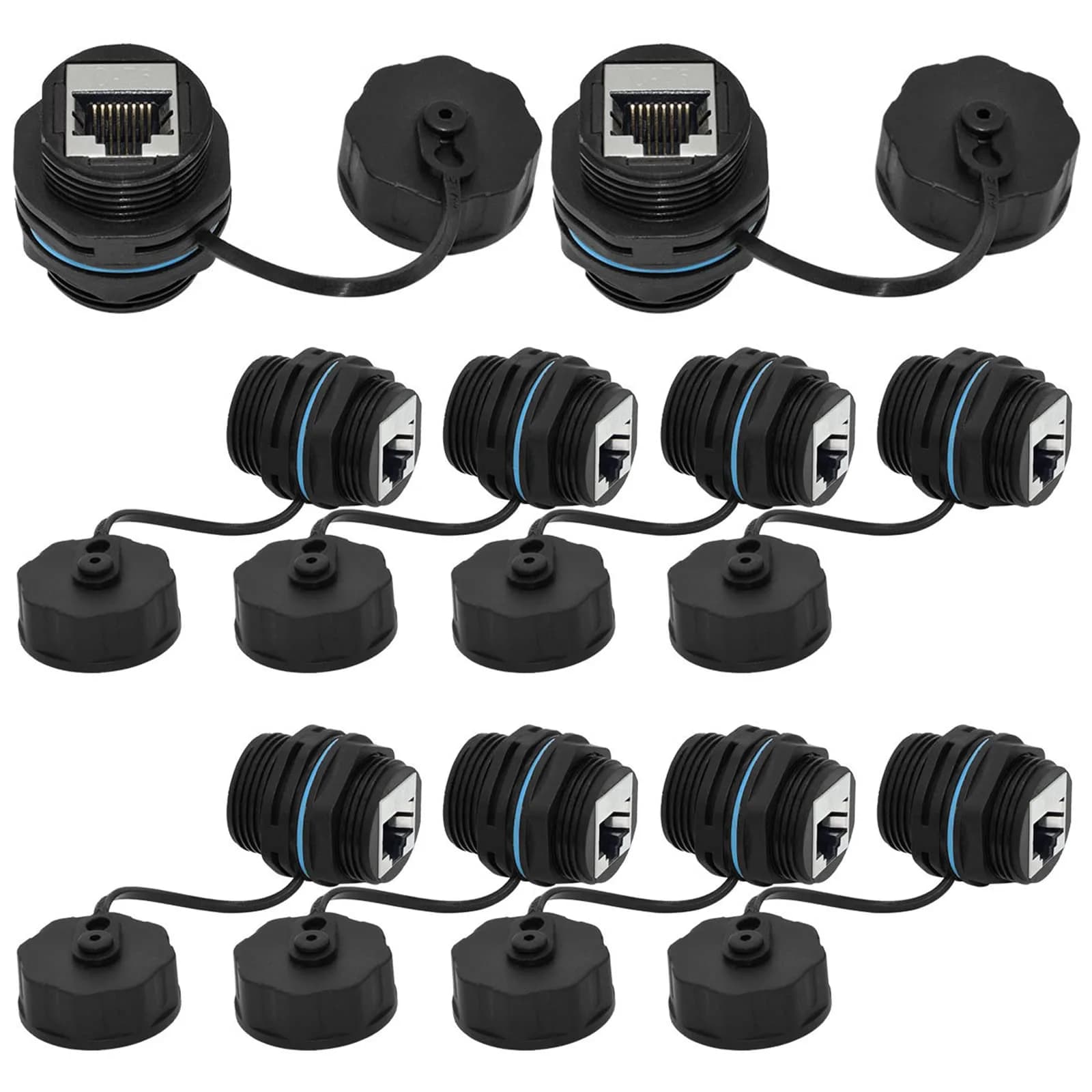 ANMBEST Shielded CAT6 RJ45 Waterproof Connector 10-Pack | IP68 Industrial Grade - main product image