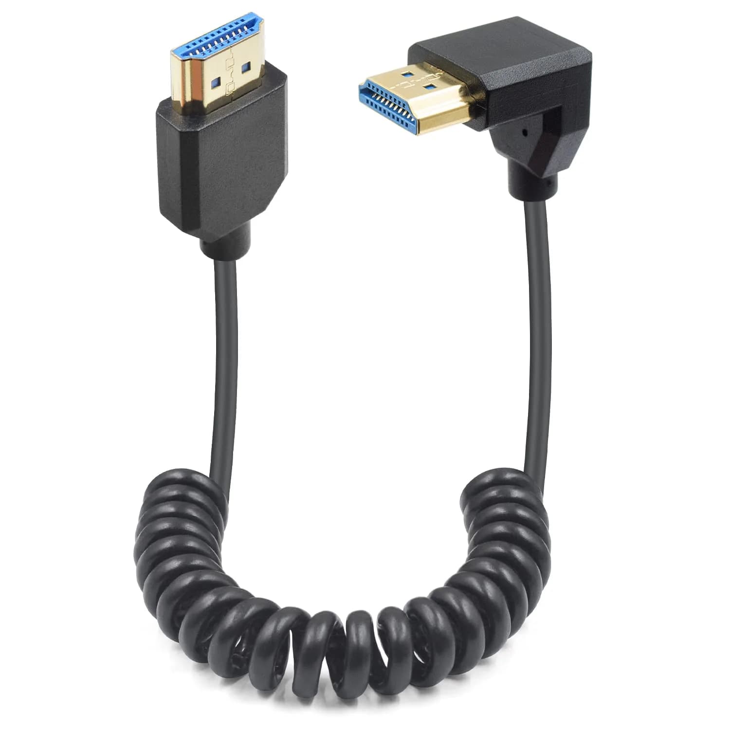 Duttek 8K HDMI Coiled Cable 1.2m (4ft) | Down Angled Male-to-Male, 48Gbps High Speed for 4K@120Hz/8K@60Hz - main product image