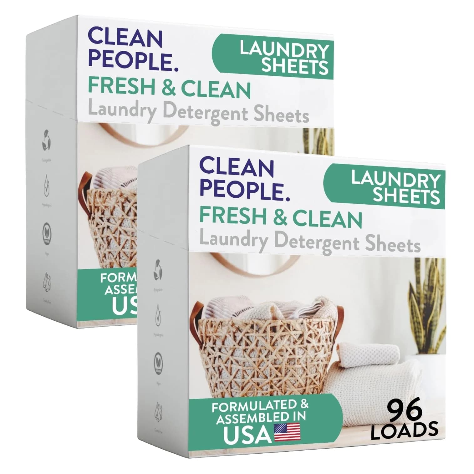 The Clean People Laundry Detergent Sheets - Fresh Scent, 192 Pack | Eco-Friendly & Hypoallergenic - main product image
