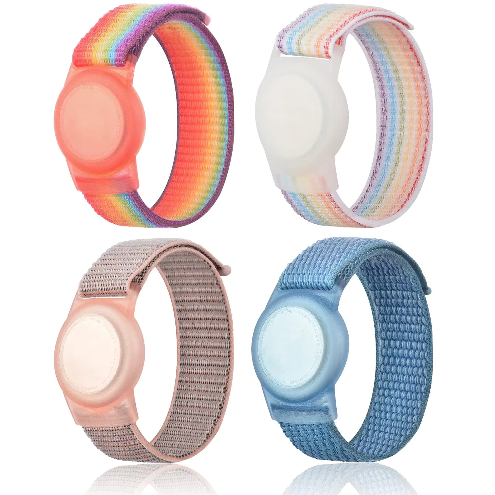 Qonuiy 4 Pack Kids Wristband Compatible with Apple AirTag | Adjustable Nylon Watch Band for Toddler Child Elder - main product image