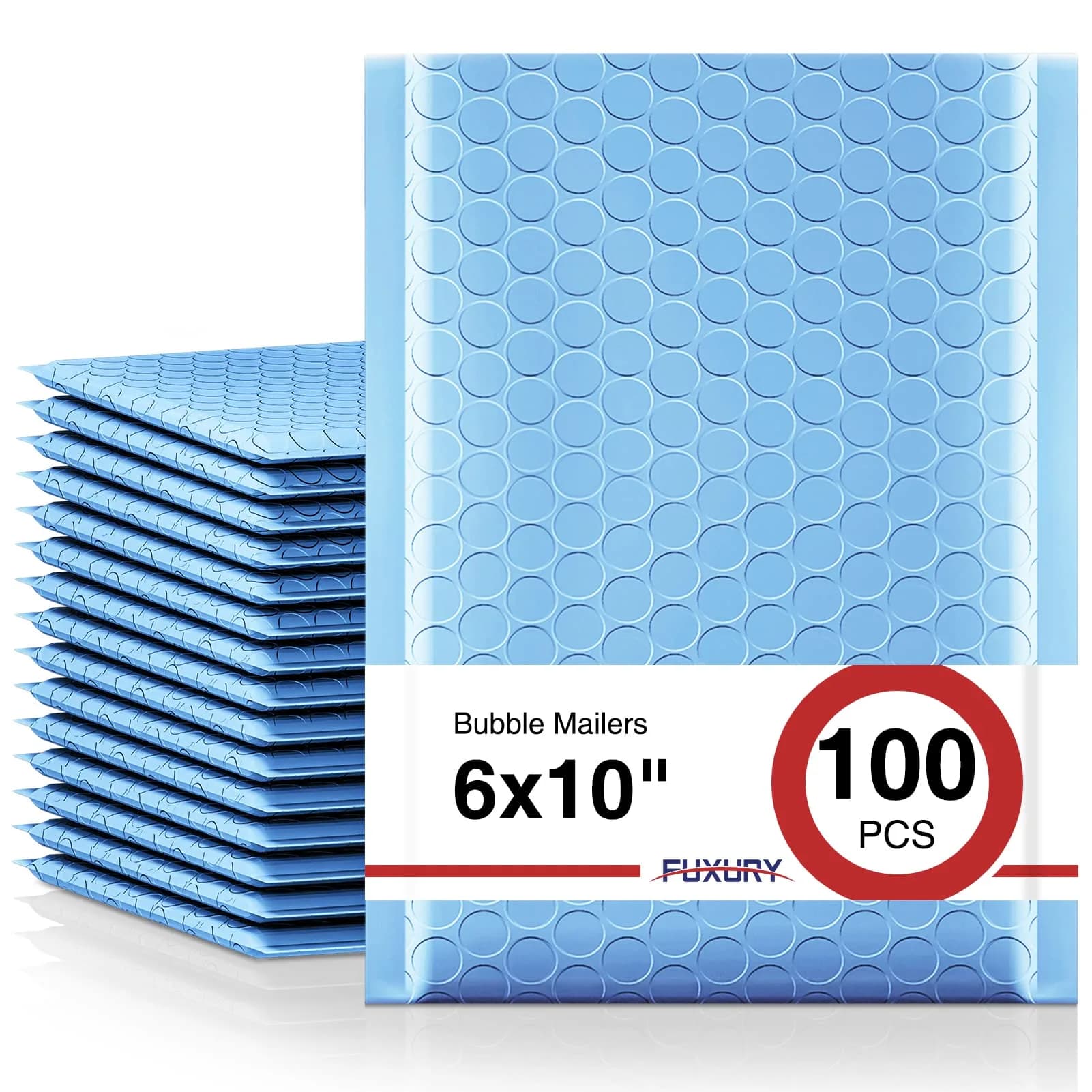 Fuxury Light Blue Bubble Mailers 6x10" (100-Pack) | USA Import for Secure Packaging - main product image