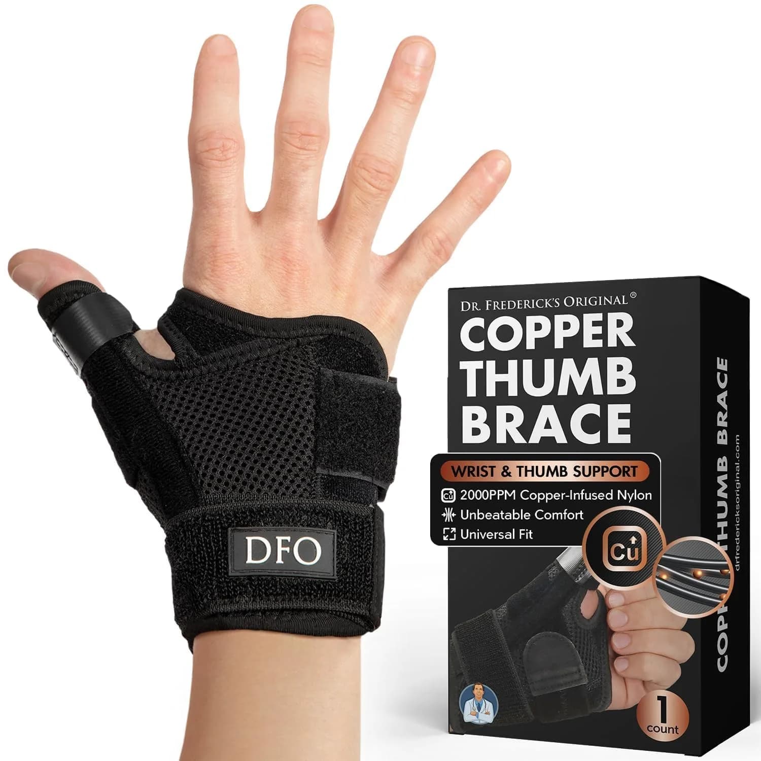Dr. Frederick's Original Copper Thumb & Wrist Brace | Support for Arthritis & Tendonitis (One Size)