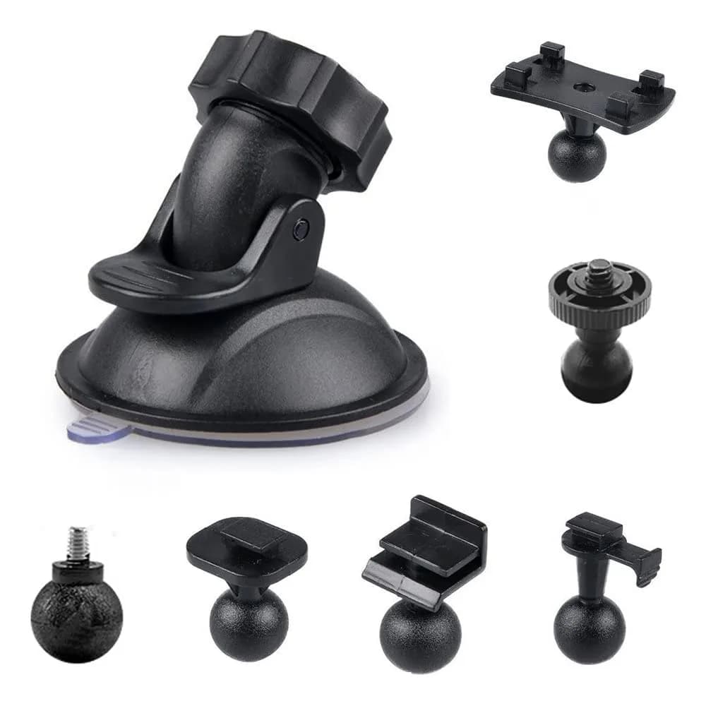 SSLHONG Black Dash Cam Suction Cup Mount Holder with 6 Adapters | Easy Install & Removal - main product image