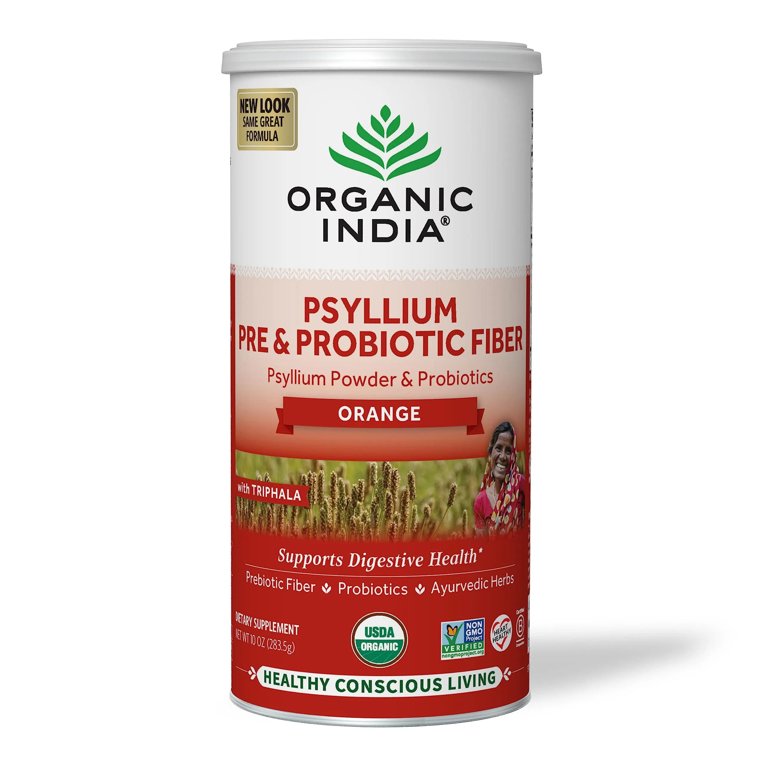 ORGANIC INDIA Psyllium Husk Powder 10 Oz | USDA Organic, Gluten Free, Dietary Fiber Support
