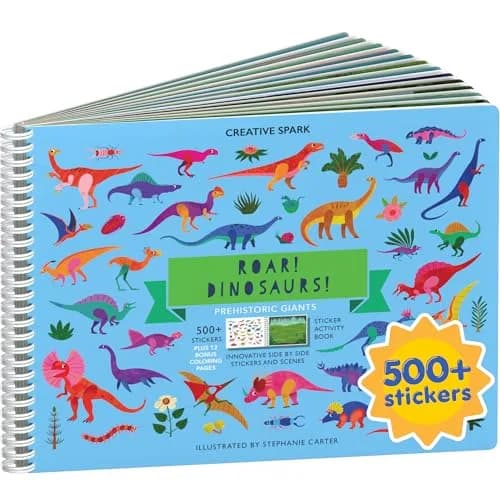 CUPKIN Dinosaur Sticker Book Activity for Kids | Toddler Travel Essentials 500+ Dino Stickers - main product image