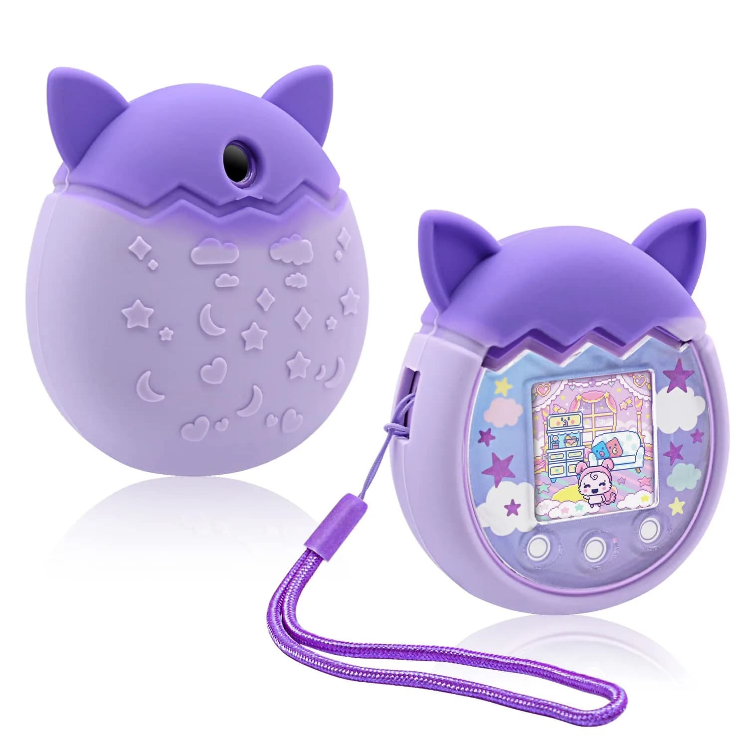 Winceed Purple Silicone Case for Tamagotchi Pix Virtual Pet Game Machine with Hand Strap | Non-Toxic, BPA-Free Protection - main product image