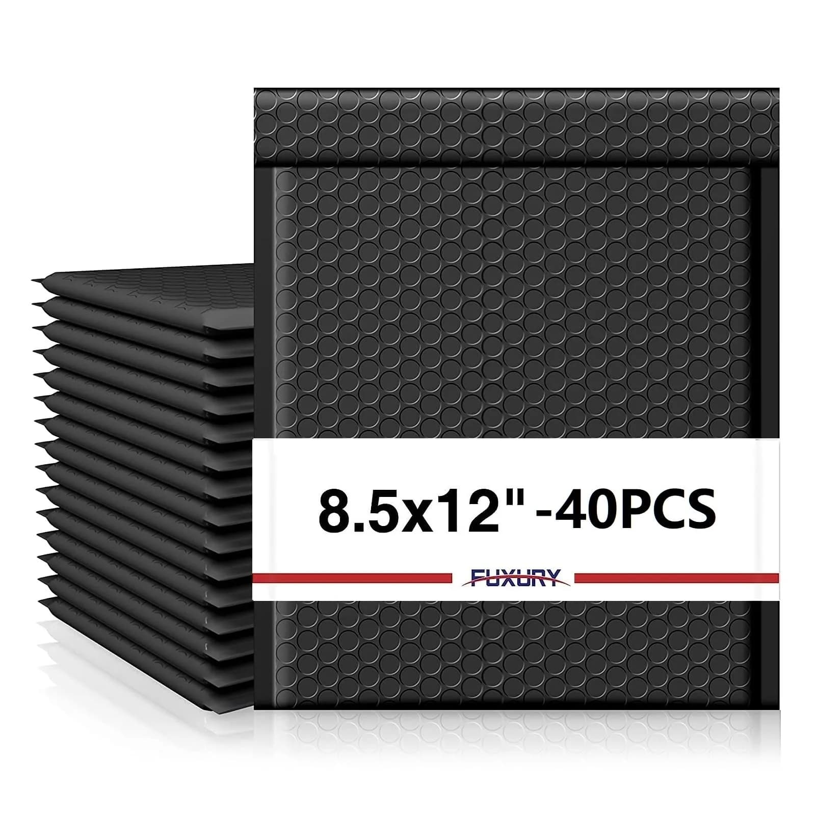 Fuxury Black Bubble Mailers 8.5x12" 40 Pack | Padded Envelopes for Small Business Mailing - main product image