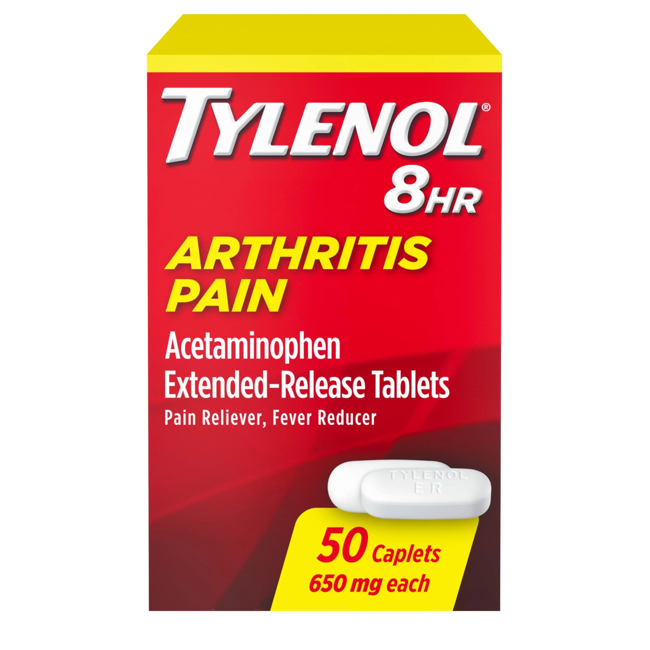 Tylenol 8-Hour Arthritis Pain Relief Extended-Release Caplets 650 mg (50 Count) | Doctor Recommended OTC Pain Reliever - main product image
