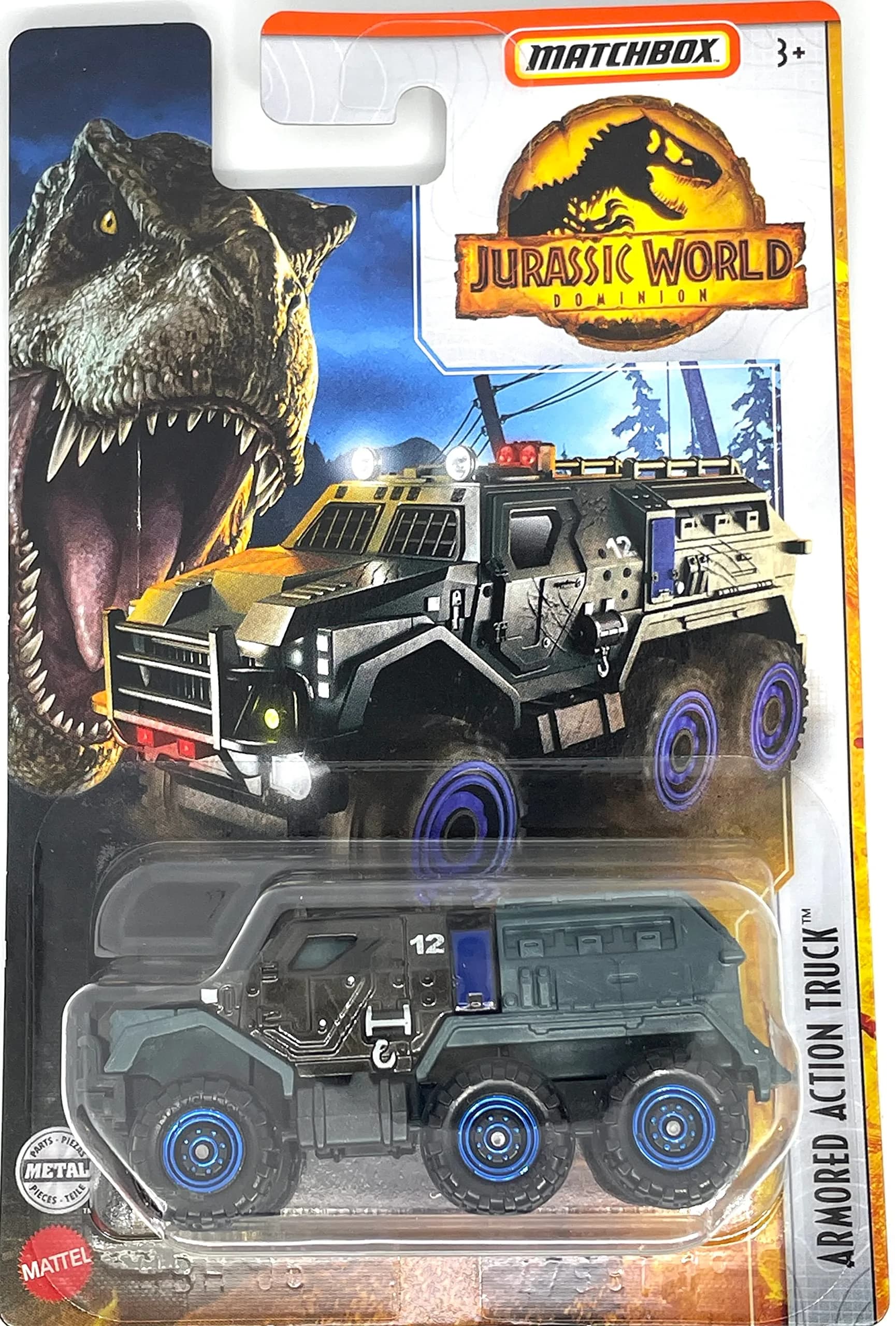 Hot Wheels Matchbox Armored Action Truck | Jurassic World Series 6 in x 6 in x 4 in | Diecast, Green, Modern - main product image
