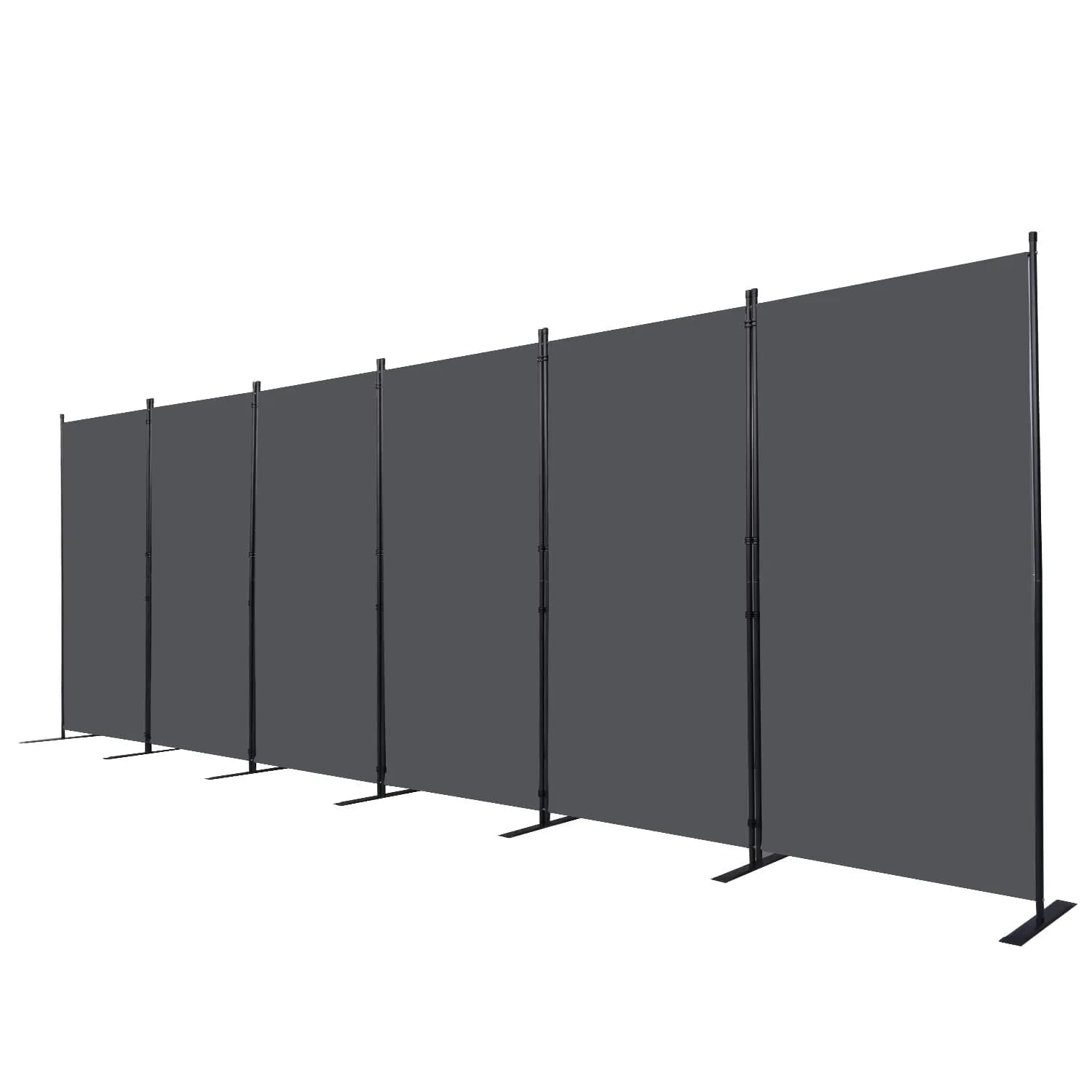 CHOSENM 6 Panel Room Divider Grey 204" W x 71.3" H | Stable Iron Frame, Tear-Resistant Fabric - main product image
