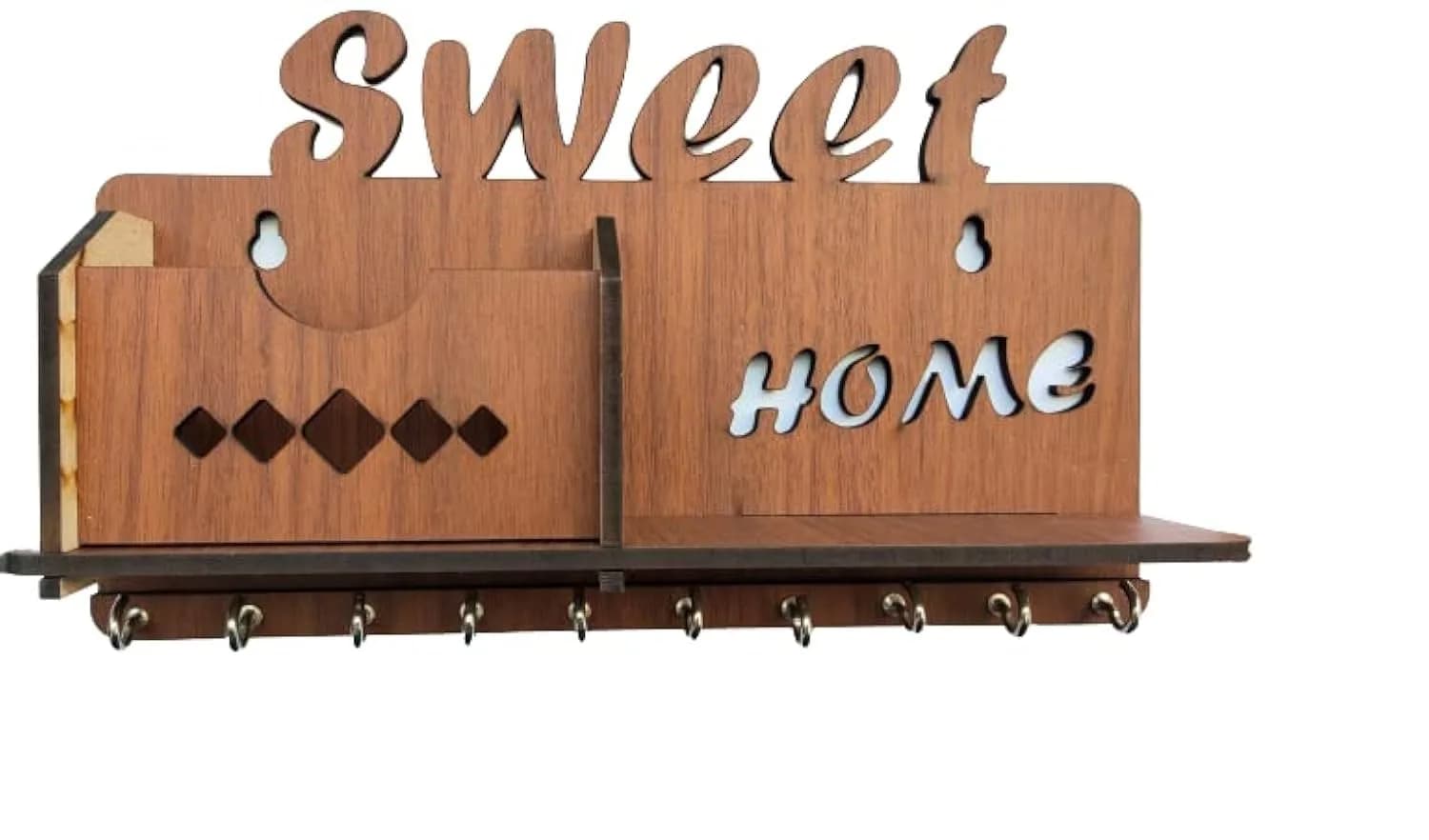 My Dream Carts Sweet Home MDF Wood Key Holder with Mobile Charge Stand | 24 cm (9.4 in) Width - main product image