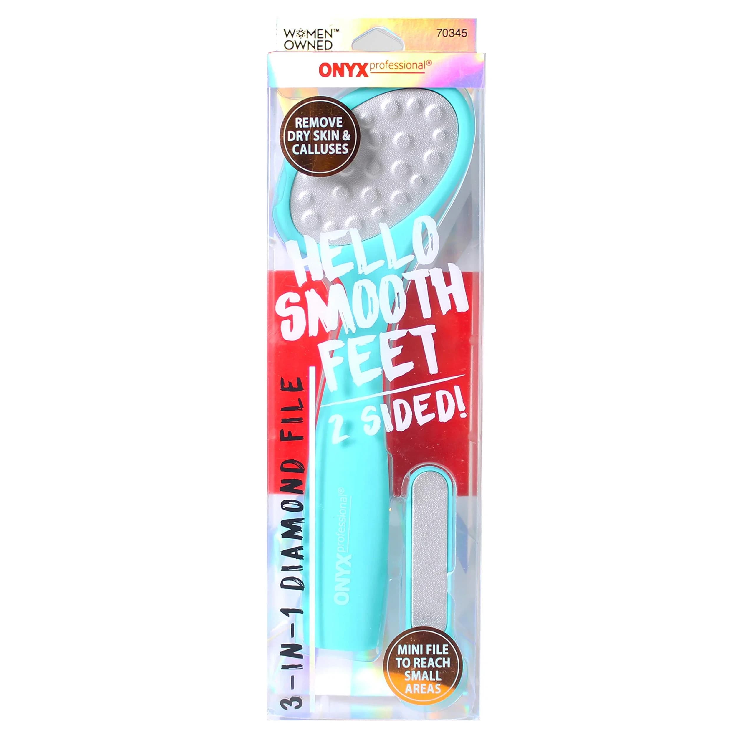 Onyx Professional 3-in-1 Diamond Foot Scrubber Teal | Exfoliates Calluses & Dry Skin - main product image