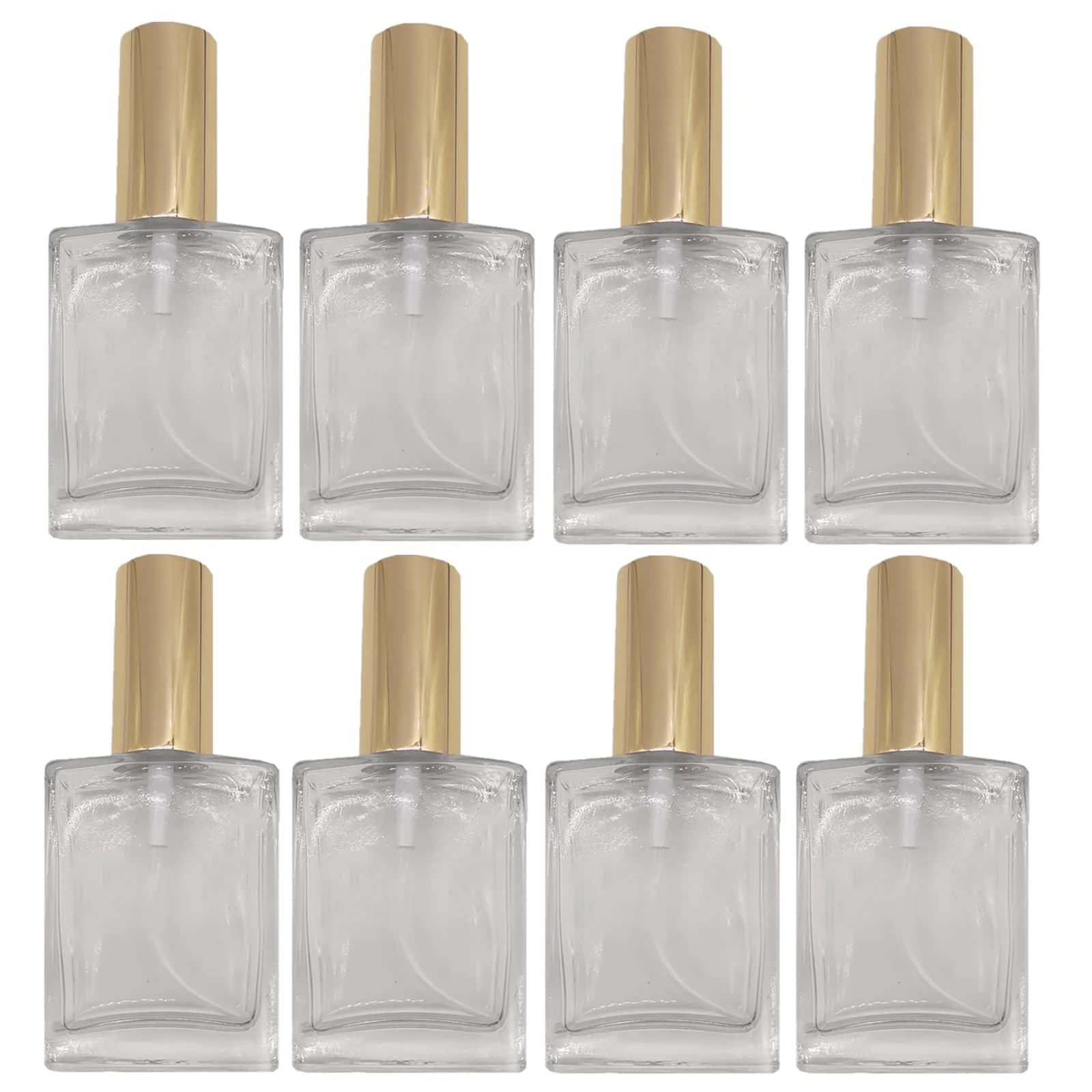 PimyRcyi 8PCS Square Glass Spray Bottle 50ml (1.7oz) | Fine Mist Refillable Perfume Atomiser