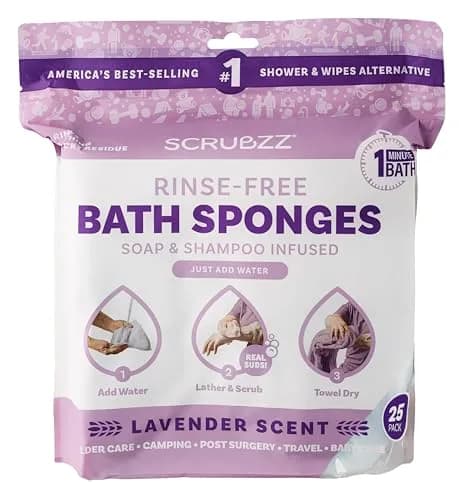 Scrubzz Disposable No Rinse Bathing Wipes 25 Count Lavender | Gentle Cleansing for Impractical Showers - main product image