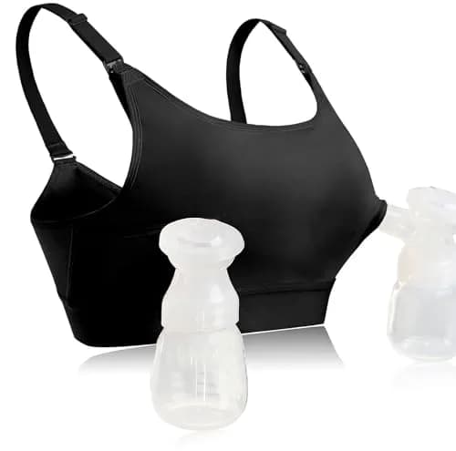 ENSDOAR Hands-Free Pumping Bra for Nursing & Breastfeeding, Black, Large | Patented Design for All-Day Comfort & Easy Pumping - main product image