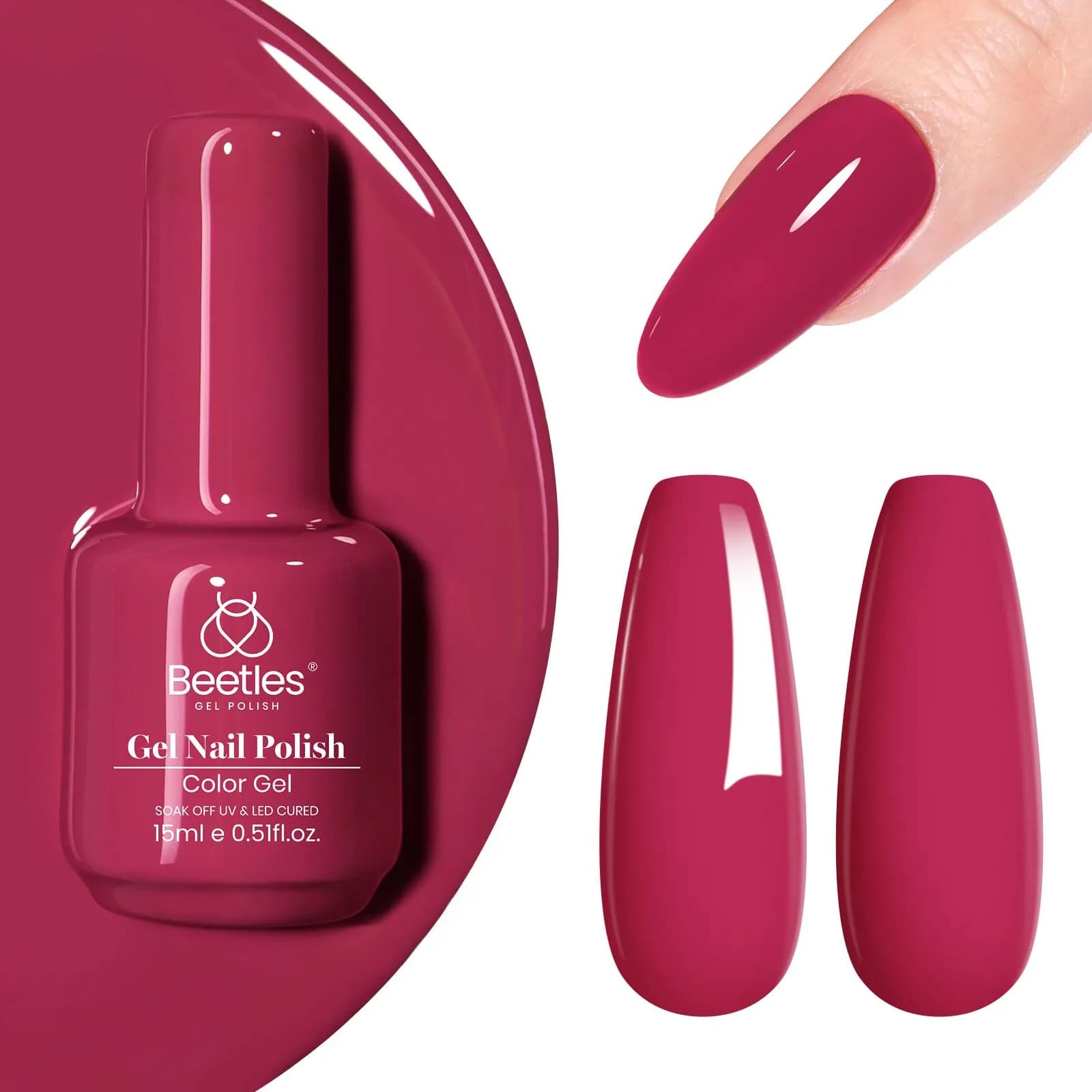 Beetles Gel Nail Polish, Cherry Mocha, 15ml (0.5 Fl Oz) | 9-Free Formula for Long-Lasting Manicures - main product image