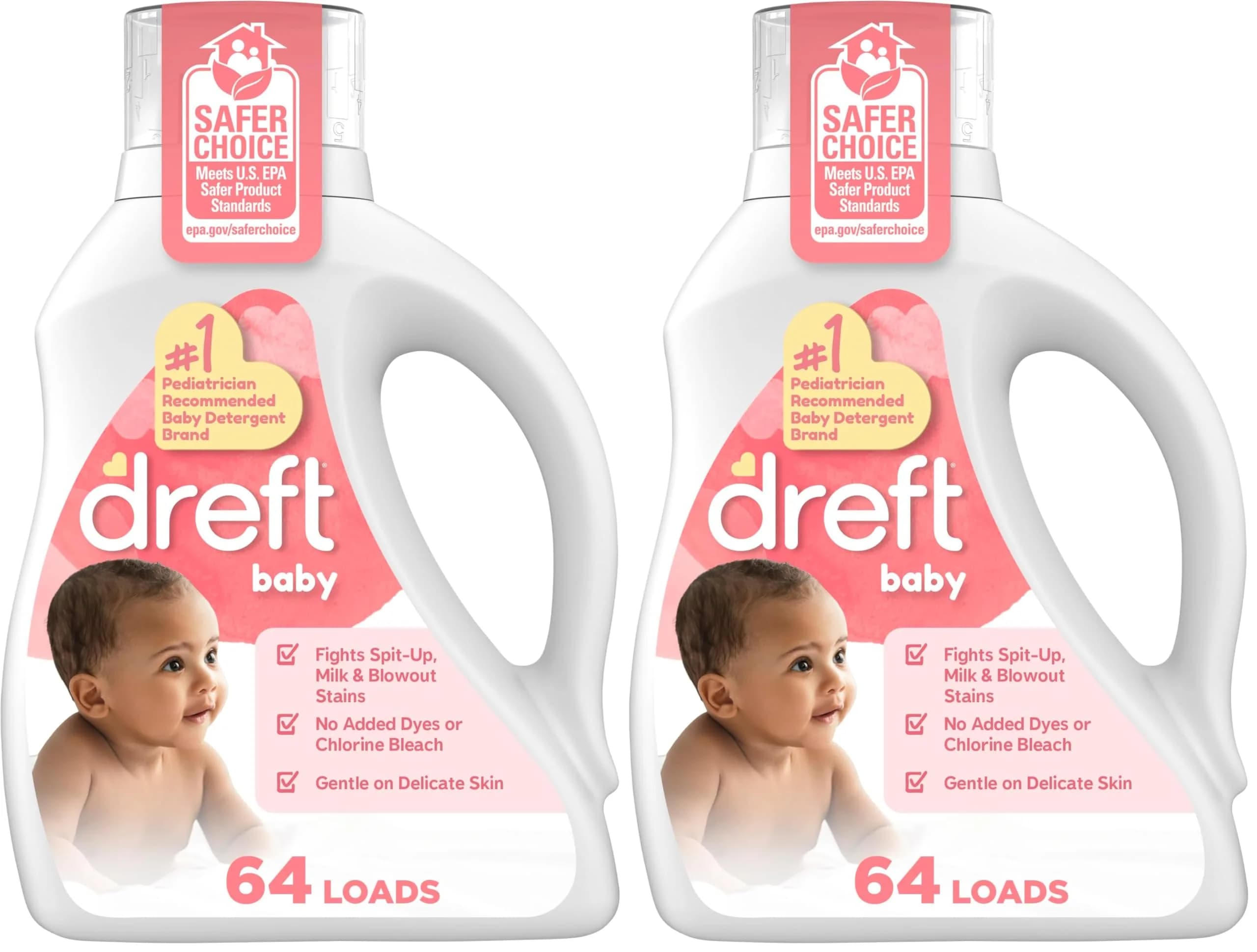 Dreft Liquid Laundry Detergent for Babies, Stage 1: Newborn, 168 fl oz (2x84 fl oz) | Pediatrician Recommended Gentle Clean - main product image