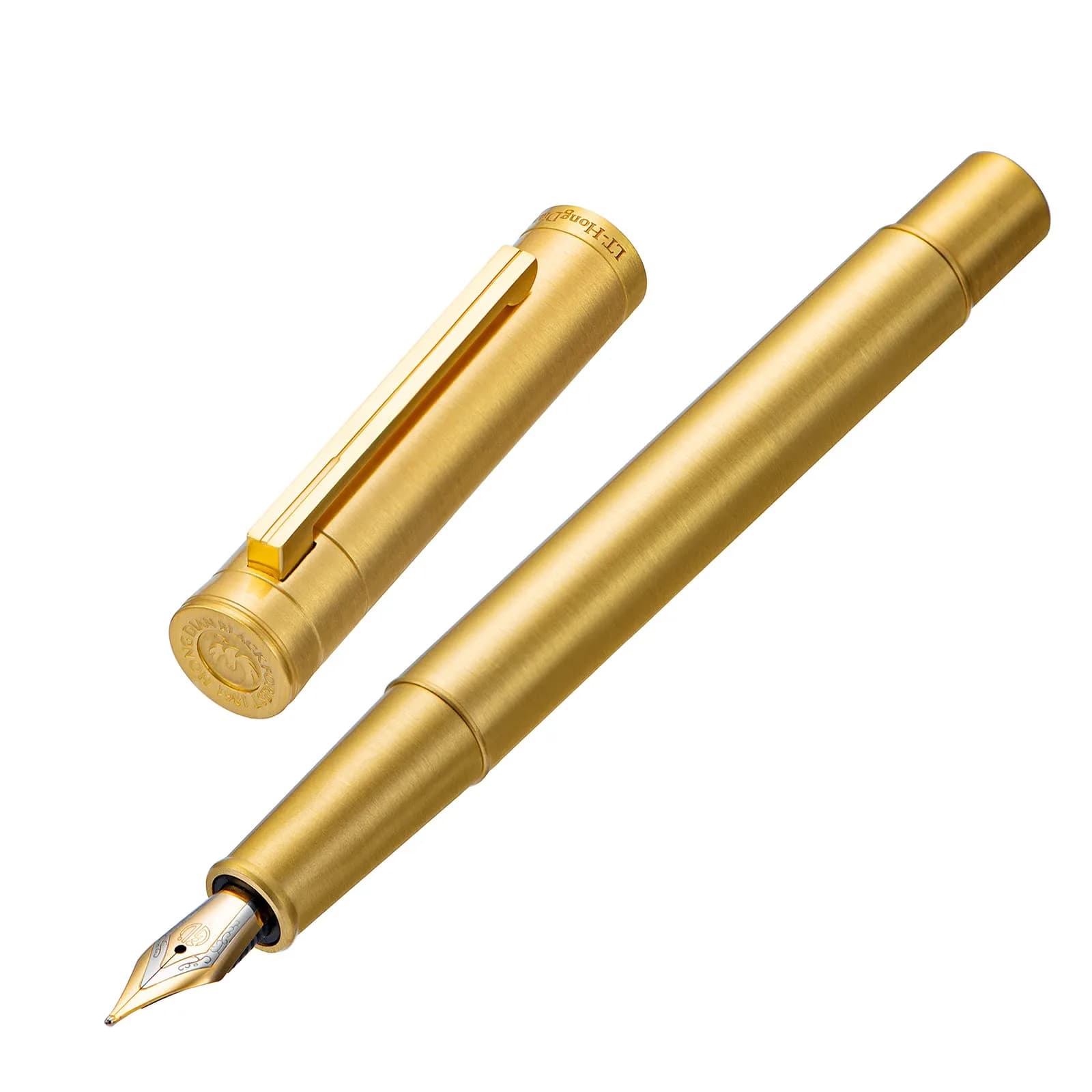 Asvine Solid Brass Fountain Pen Medium Nib 13.8cm (5.43 in) | Smooth Writing Classic Design with Converter and Metal Pen Case - main product image