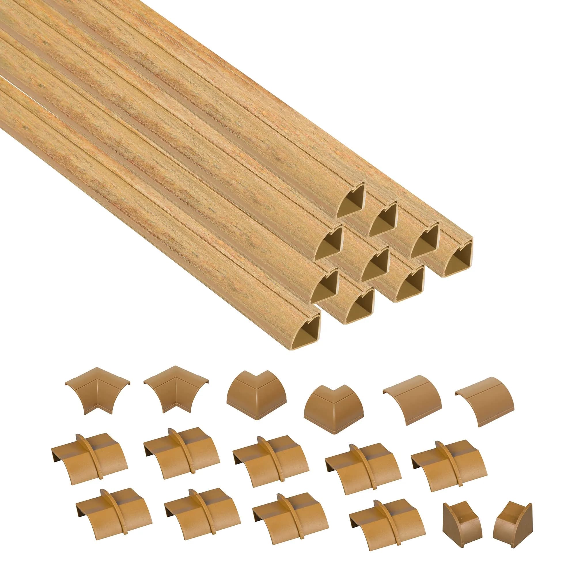 D-Line Stainable Wood-Effect Corner Cable Concealer 157in | Floor & Corner Cord Organizer