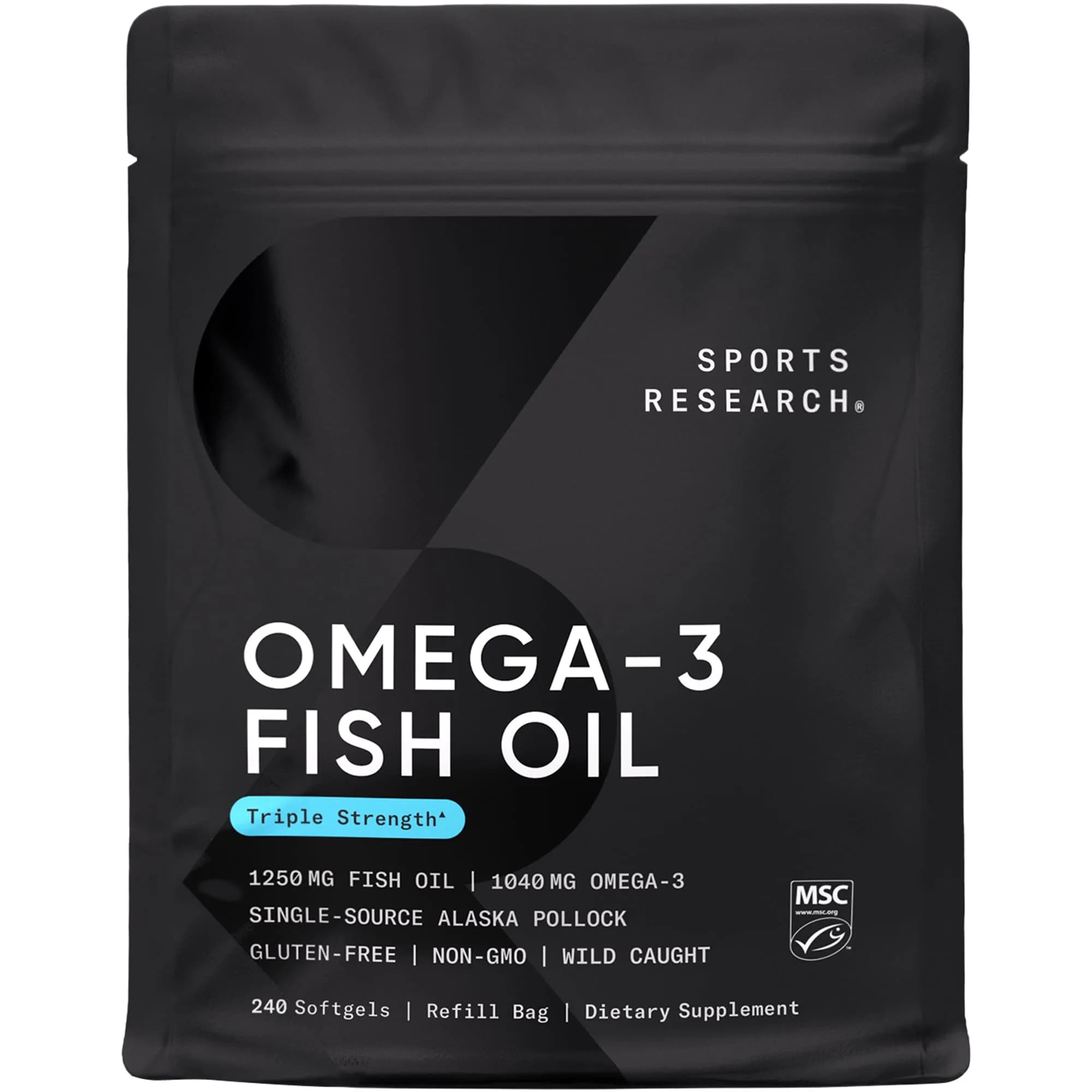 Sports Research Triple Strength Omega 3 Fish Oil 1250 mg 240 Count | Heart, Brain & Immune Support - main product image